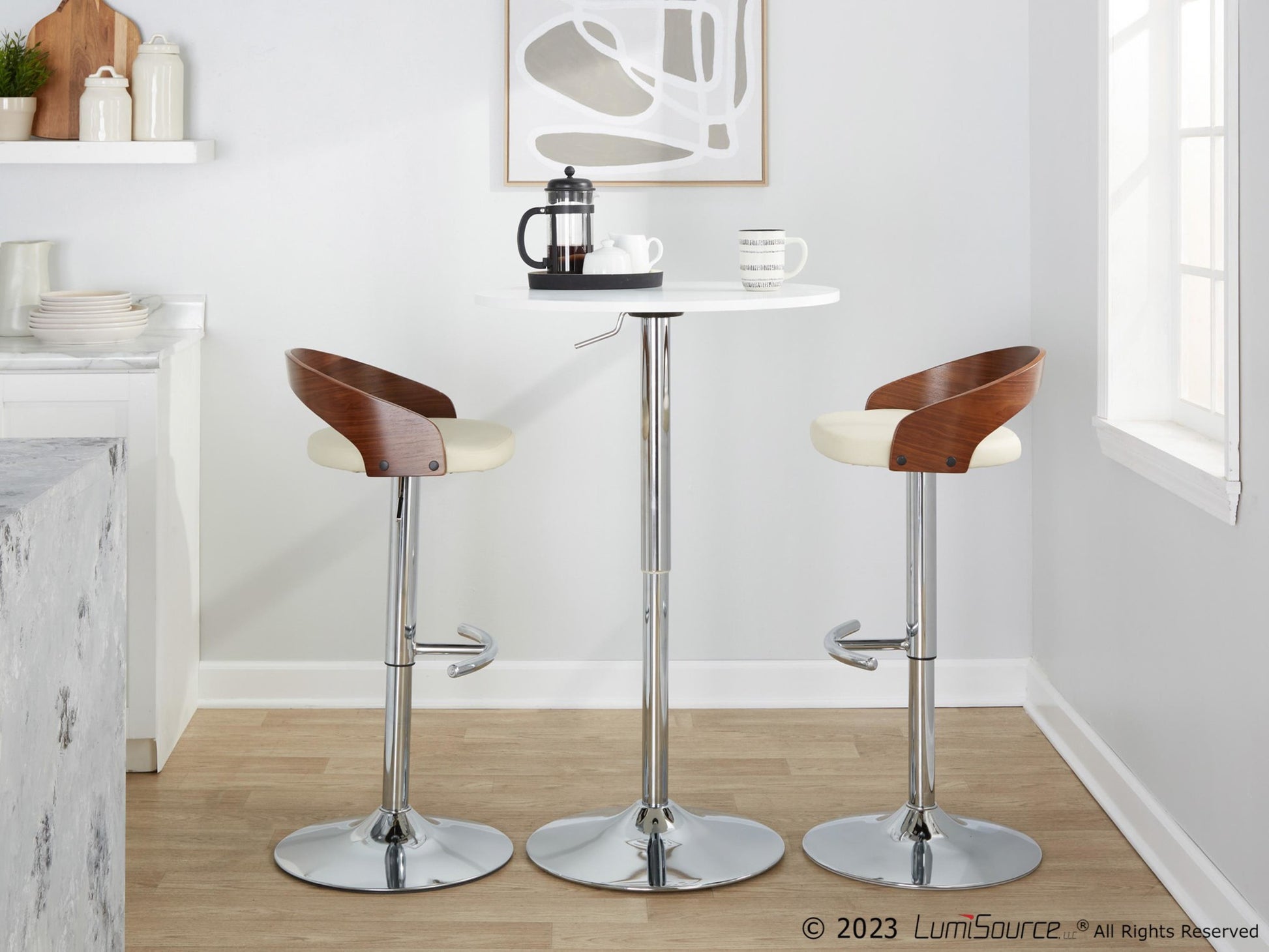 Grotto Adjustable Barstool - Set of 2 By LumiSource - BS-GROTTOPU-RT2 CHRWLBN2 | Bar Stools | Modishstore - 14