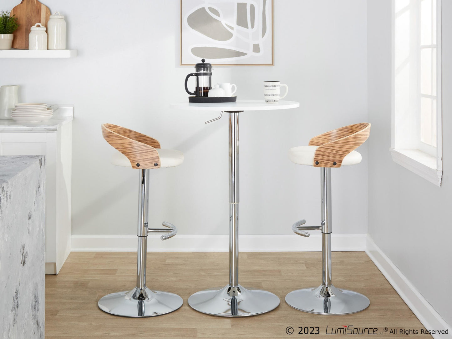 Grotto Adjustable Barstool - Set of 2 By LumiSource - BS-GROTTOPU-RT2 CHRZBW2 | Bar Stools | Modishstore - 4