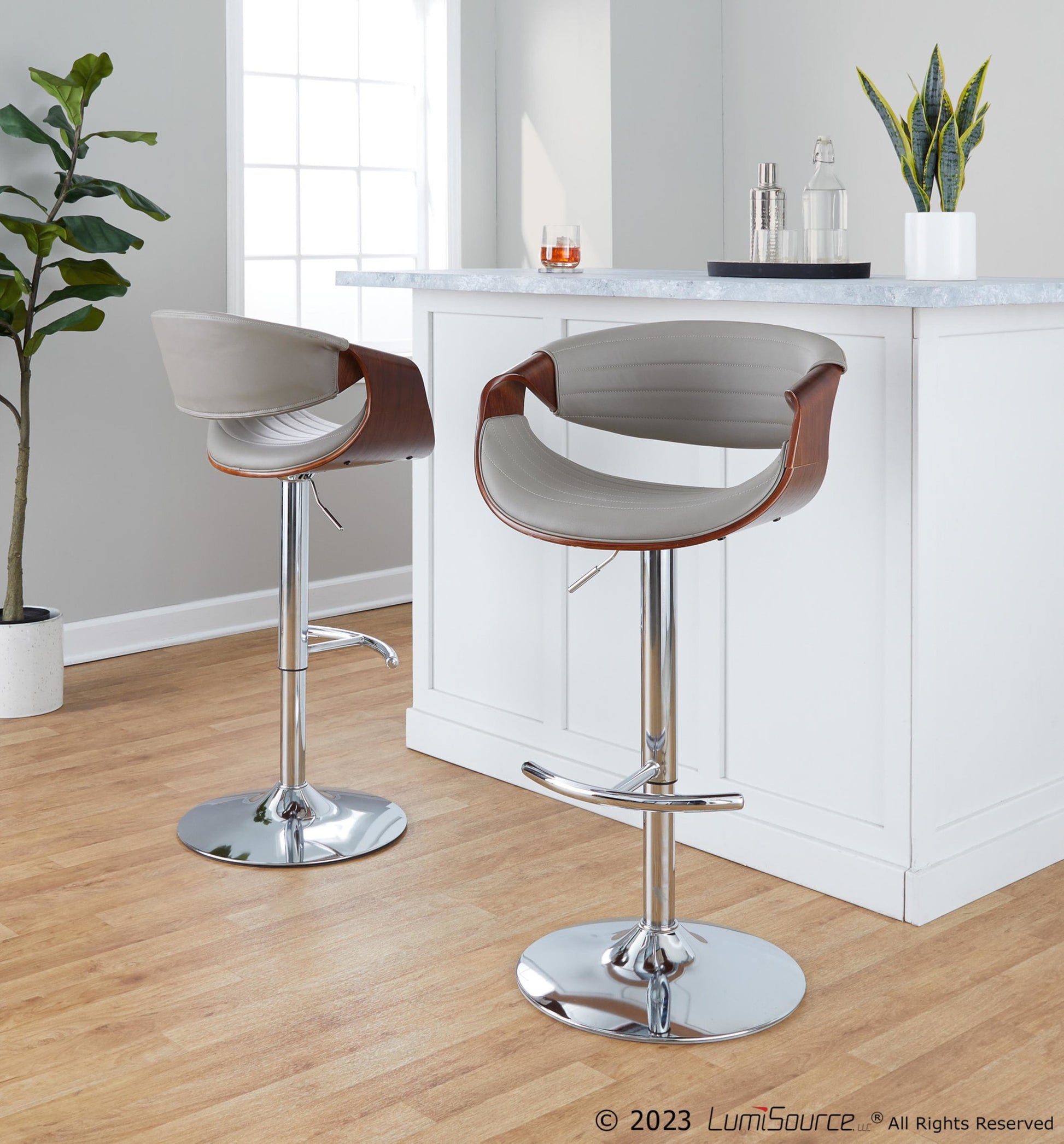 Symphony Adjustable Barstool - Set of 2 By LumiSource - BS-SYMPPU-RT2 CHRLGYBK2 | Bar Stools | Modishstore - 11