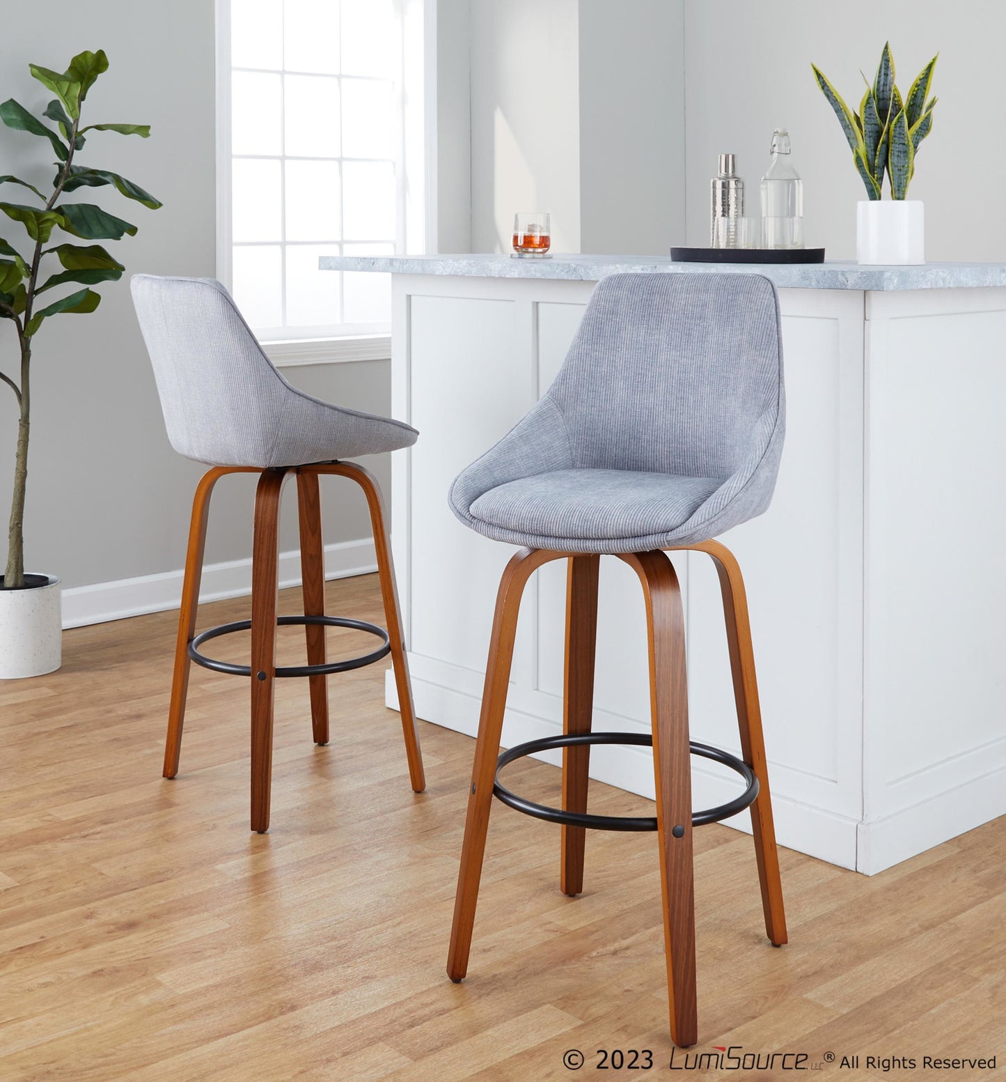 Diana 30" Fixed-Height Barstool - Set of 2 By LumiSource - B30-DIANACOR-GRTZQ2 WLGY2 | Bar Stools | Modishstore - 4