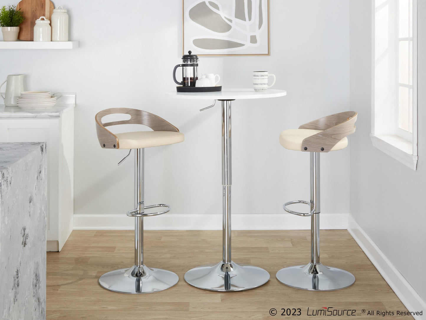 Cassis Adjustable Barstool - Set of 2 By LumiSource - BS-CASSISPU-OV2 CHRLGYCR2 | Bar Stools | Modishstore - 3