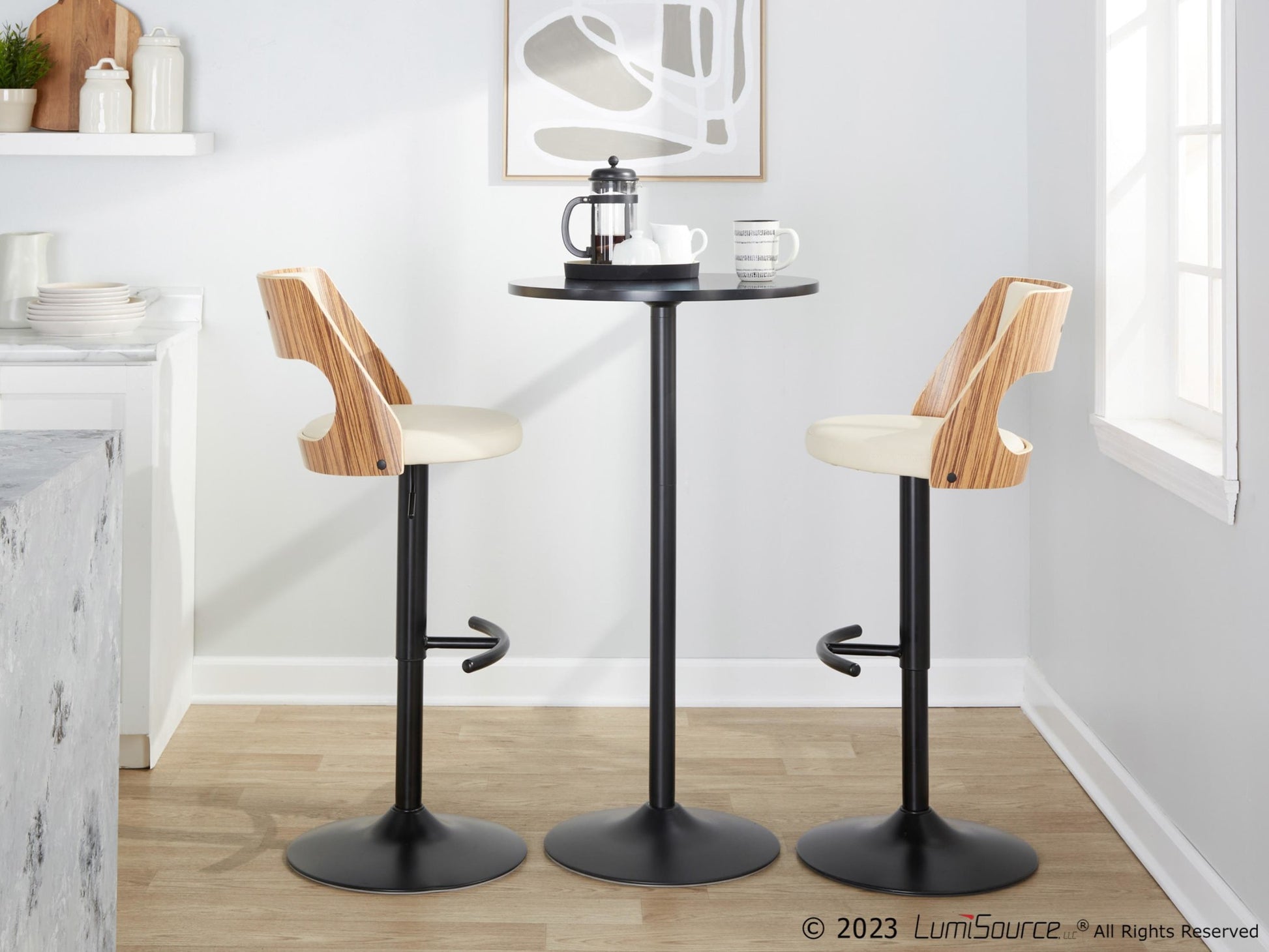 Cecina Adjustable Barstool - Set of 2 By LumiSource - BS-CECINAPU-RT2 BKZBCR2 | Bar Stools | Modishstore - 3