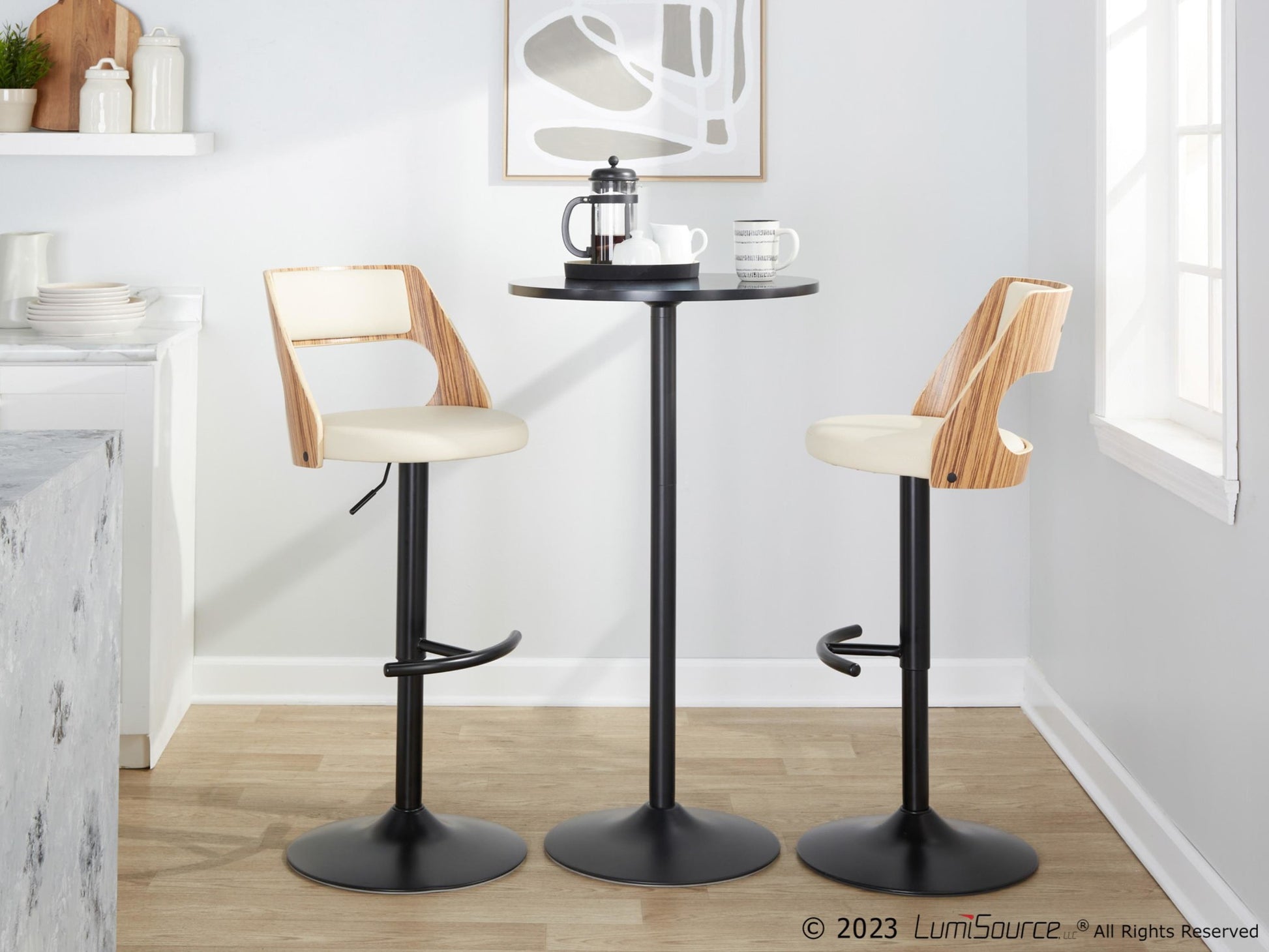 Cecina Adjustable Barstool - Set of 2 By LumiSource - BS-CECINAPU-RT2 BKZBCR2 | Bar Stools | Modishstore - 4