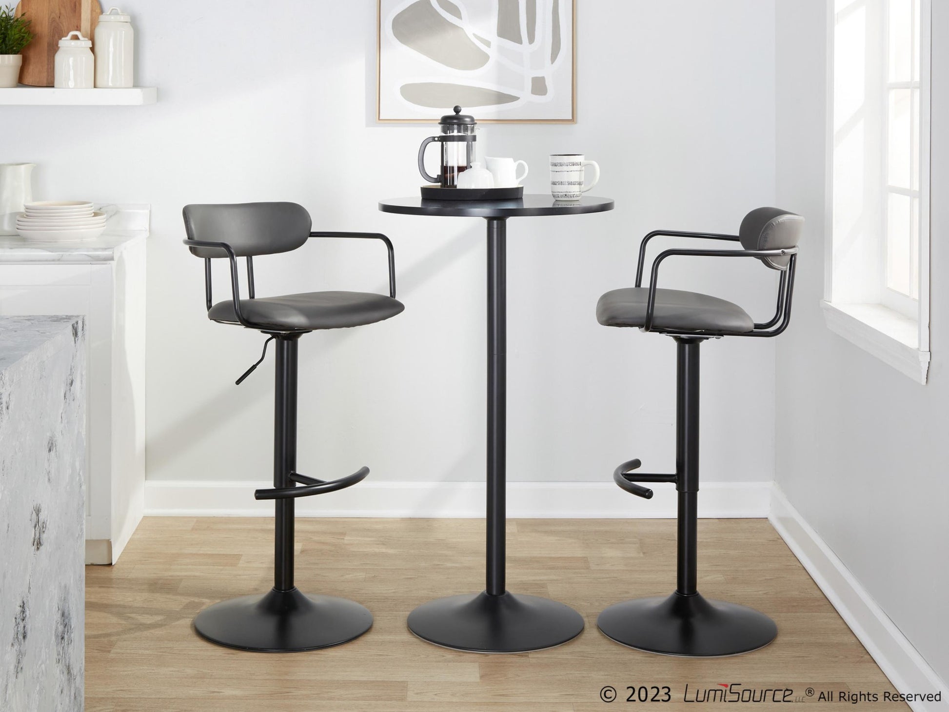 Demi Adjustable Barstool - Set of 2 By LumiSource - BS-DEMIPU-RT2 AUAUW2 | Bar Stools | Modishstore - 11