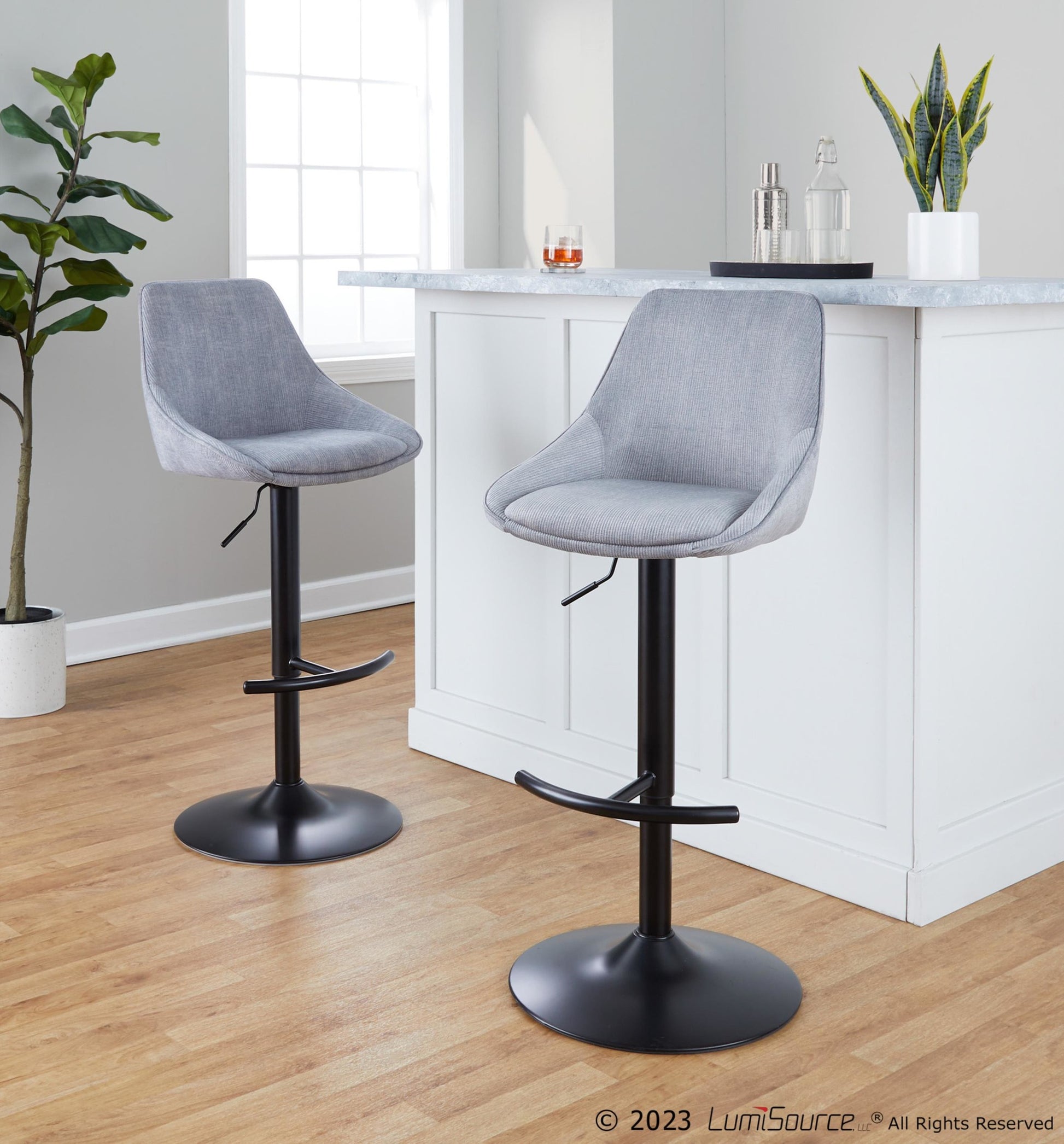 Diana Adjustable Barstool - Set of 2 By LumiSource - BS-DIANACOR-RT2 BKGY2 | Bar Stools | Modishstore - 2