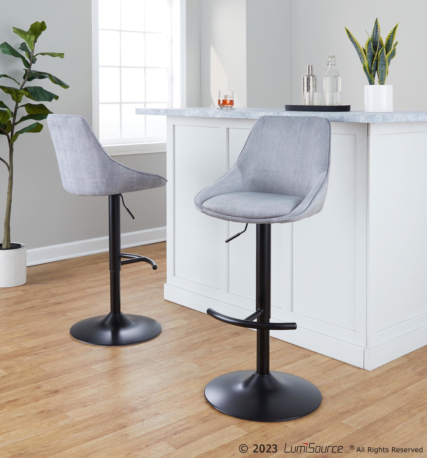 Diana Adjustable Barstool - Set of 2 By LumiSource - BS-DIANACOR-RT2 BKGY2 | Bar Stools | Modishstore