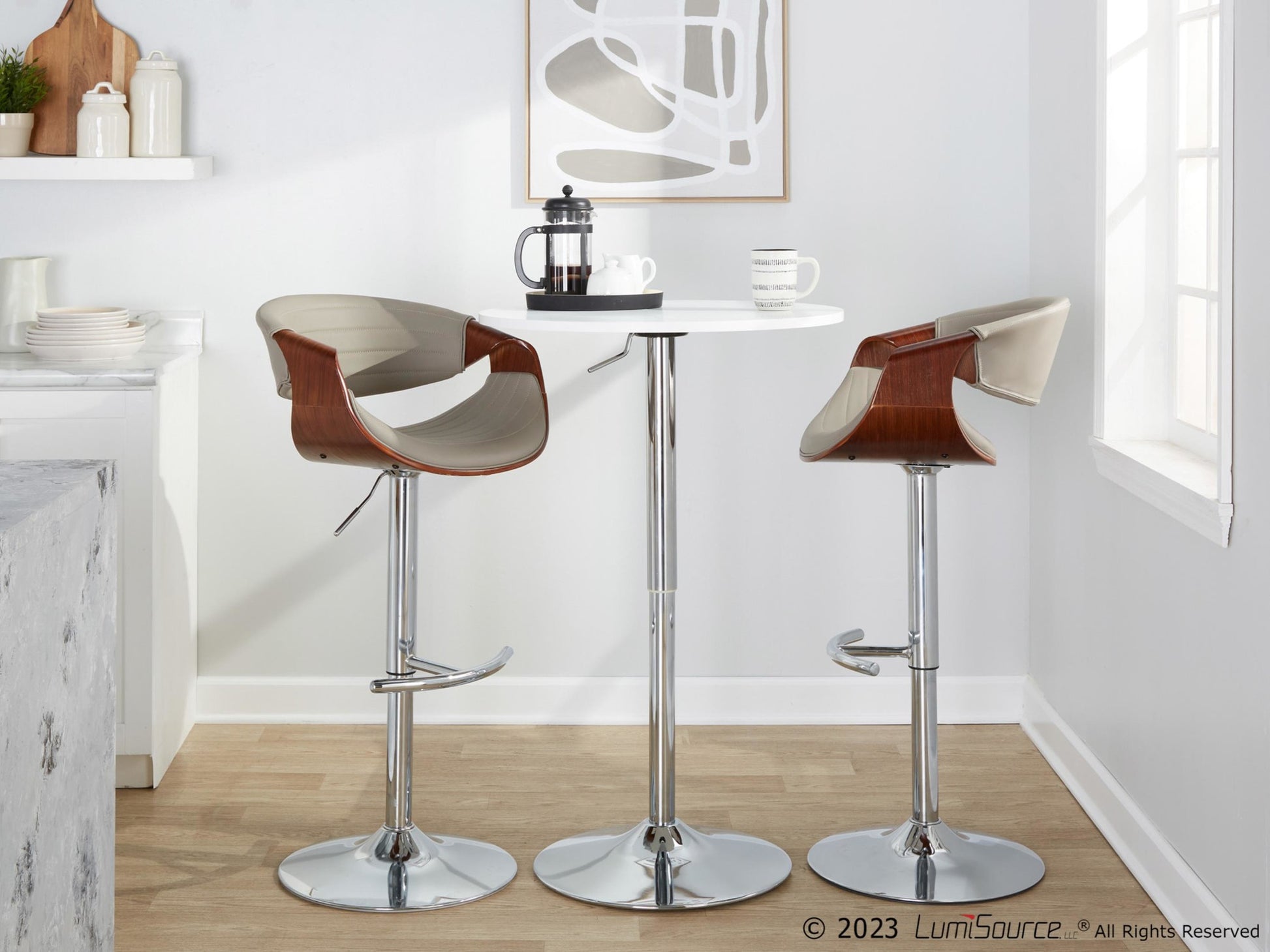 Symphony Adjustable Barstool - Set of 2 By LumiSource - BS-SYMPPU-RT2 CHRLGYBK2 | Bar Stools | Modishstore - 12