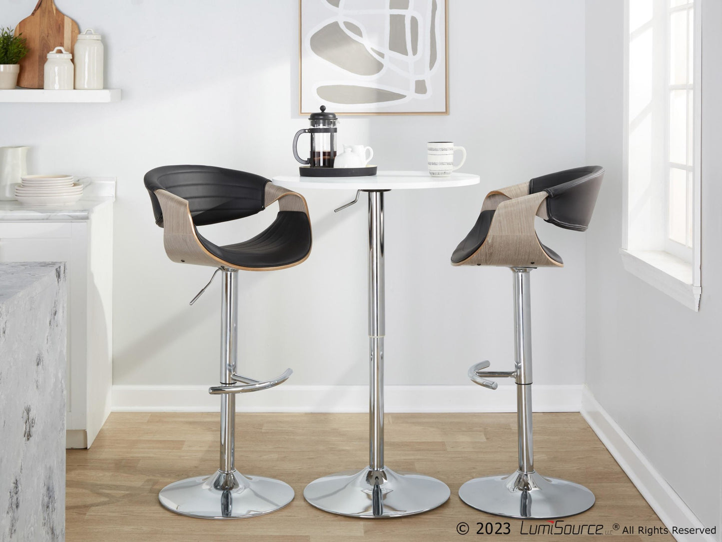 Symphony Adjustable Barstool - Set of 2 By LumiSource - BS-SYMPPU-RT2 CHRLGYBK2 | Bar Stools | Modishstore