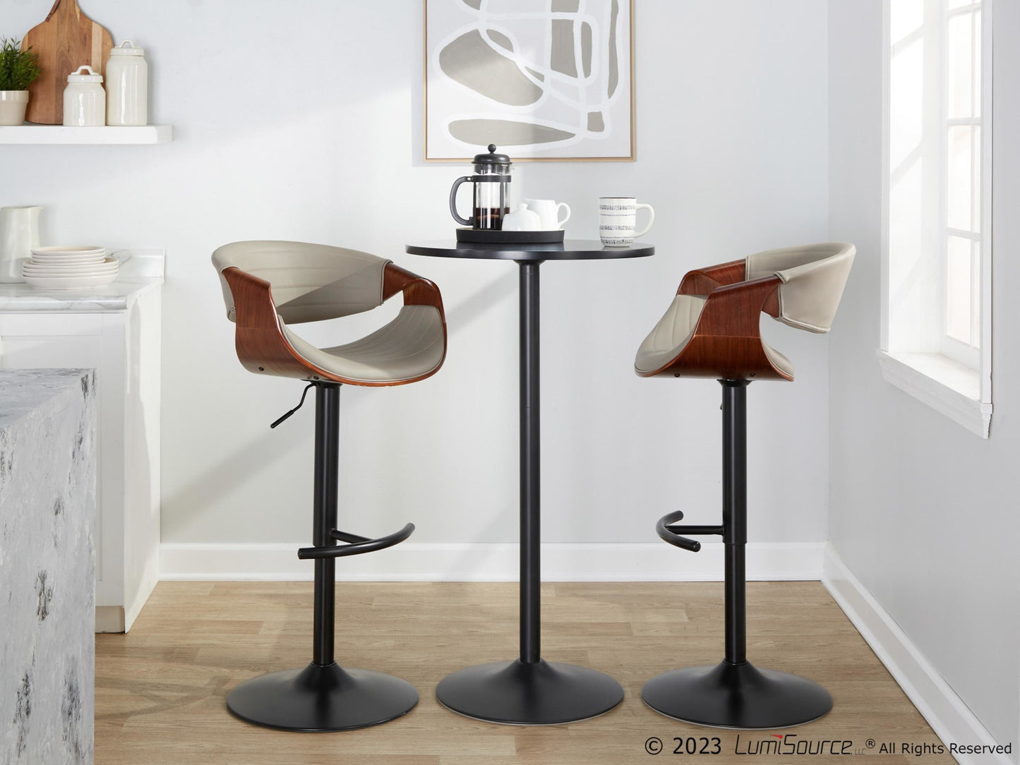 Symphony Adjustable Barstool - Set of 2 By LumiSource - BS-SYMPPU-RT2 BKLGYBK2 | Bar Stools | Modishstore - 10