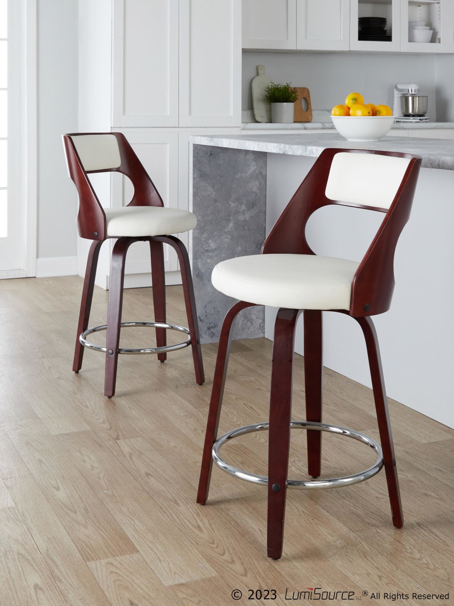 Pino 24" Fixed-Height Barstool - Set of 2 By LumiSource - B24-PINOPU-GRTZR2 CHCHW2 | Bar Stools | Modishstore