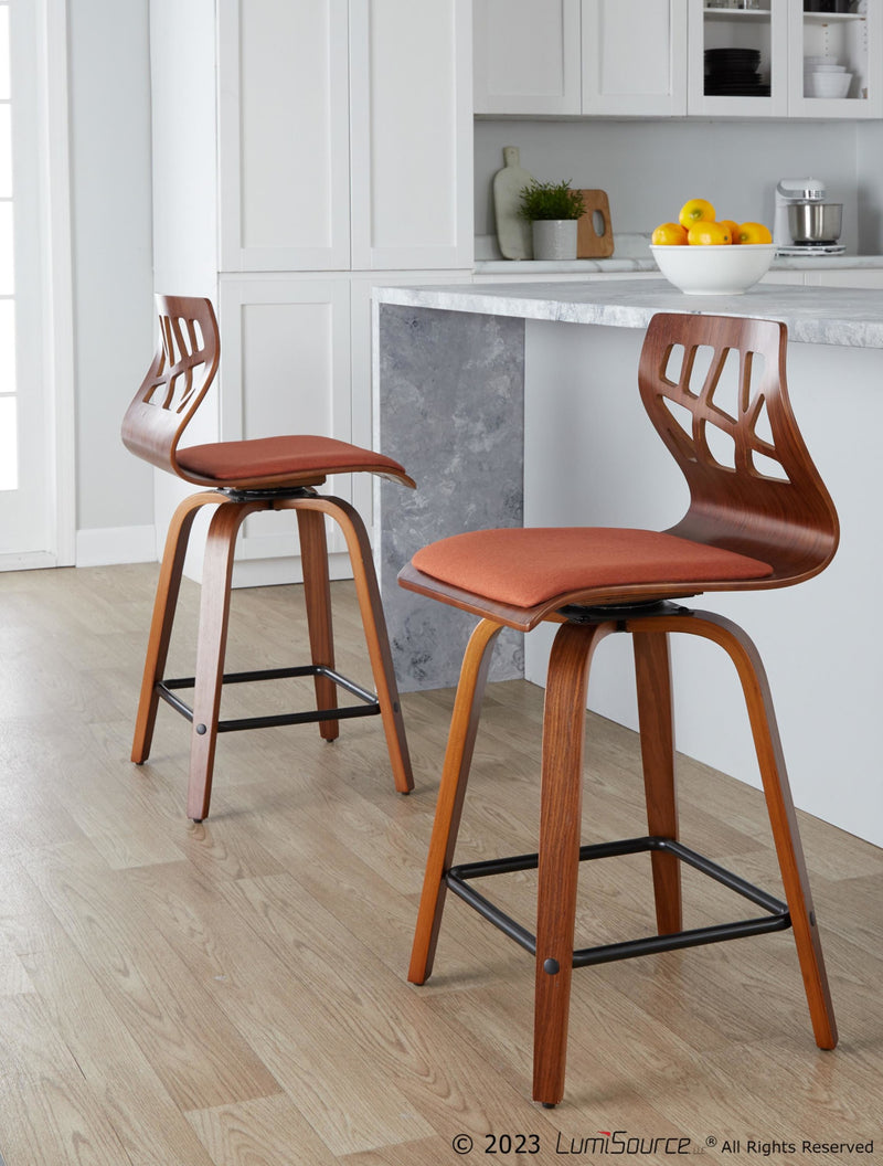 Folia 24" Fixed-Height Barstool - Set of 2 By LumiSource - B24-FOLIAFB-GRTZQ2 LGYLGYLGY2 | Bar Stools | Modishstore - 11