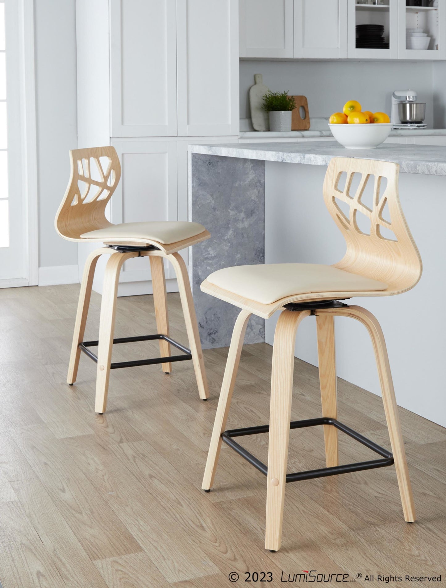 Folia 24" Fixed-Height Counter Stool - Set of 2 By LumiSource - B24-FOLIAPU-GRTZX2 NANACR2 | Counter Stools | Modishstore - 2