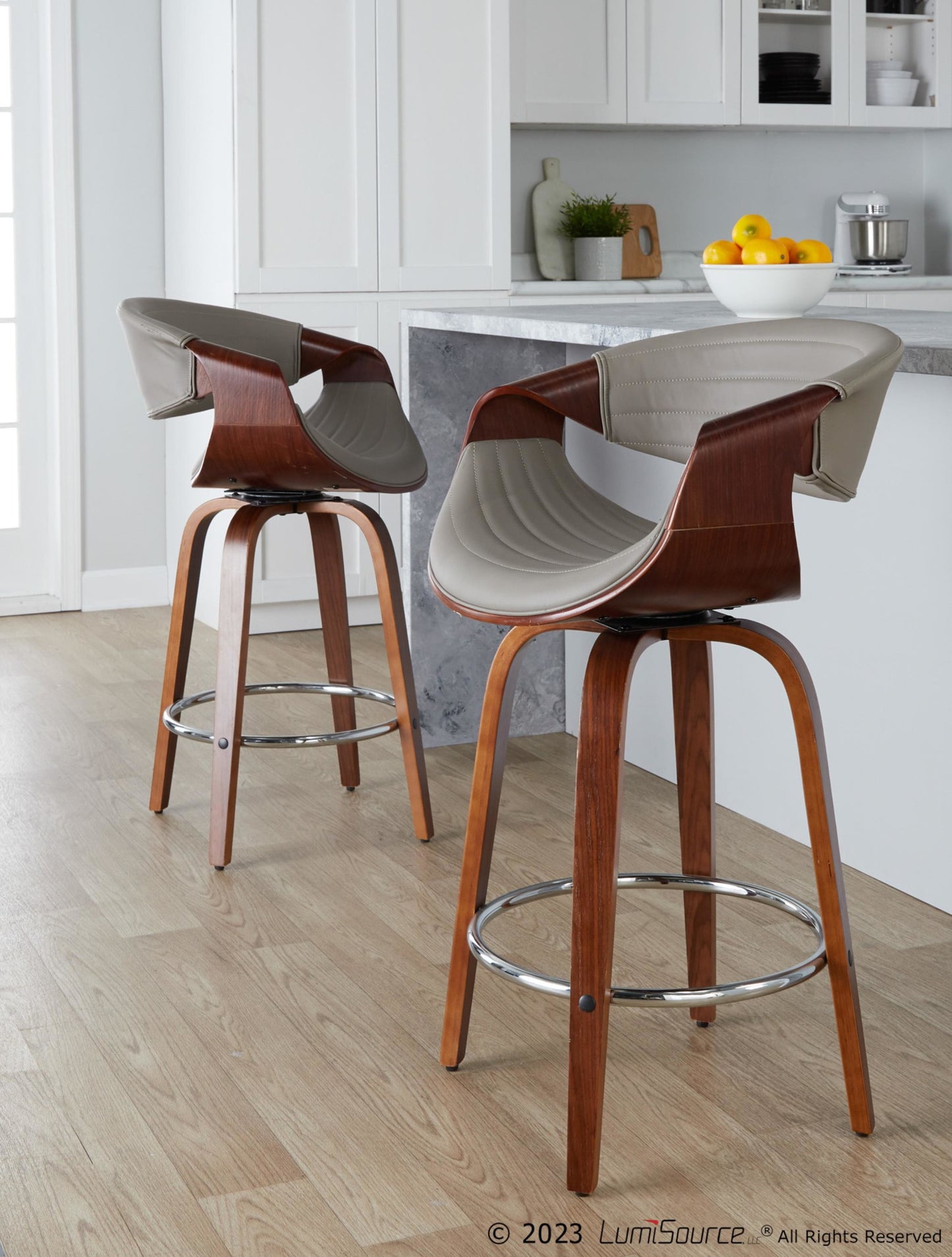 Symphony 26" Fixed-Height Counter Stool - Set of 2 By LumiSource - B26-SYMPPU-GRTZR2 WLWLGY2 | Counter Stools | Modishstore - 2