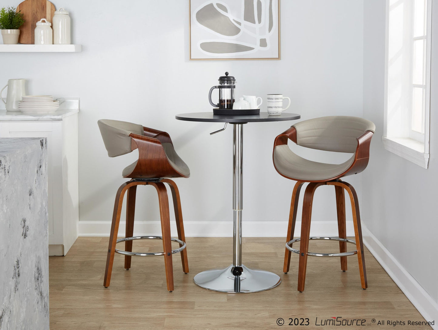 Symphony 26" Fixed-Height Counter Stool - Set of 2 By LumiSource - B26-SYMPPU-GRTZR2 WLWLGY2 | Counter Stools | Modishstore - 3