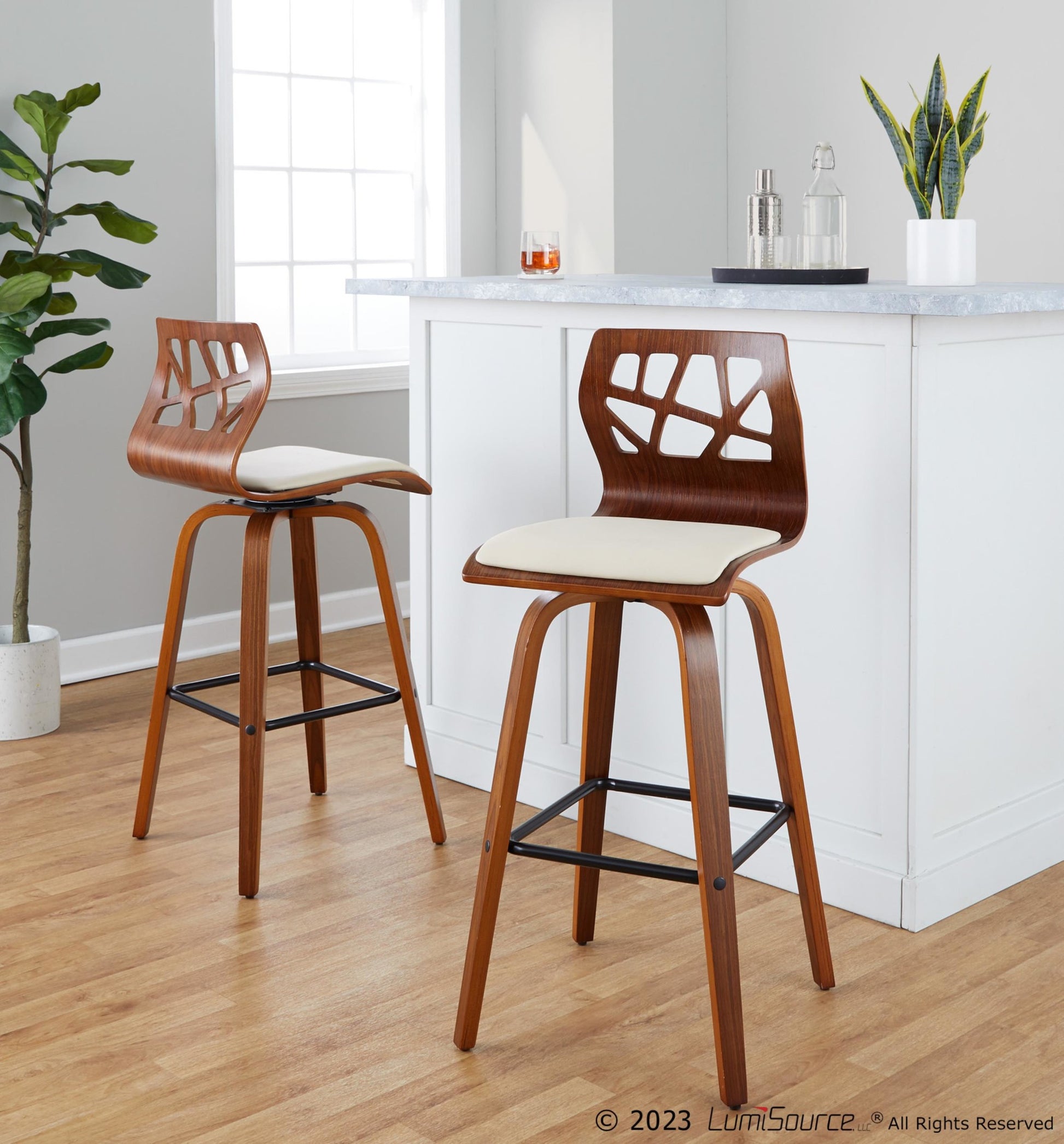 Folia 30" Fixed-Height Barstool - Set of 2 By LumiSource - B30-FOLIAPU-GRTZX2 NANACR2 | Bar Stools | Modishstore - 22