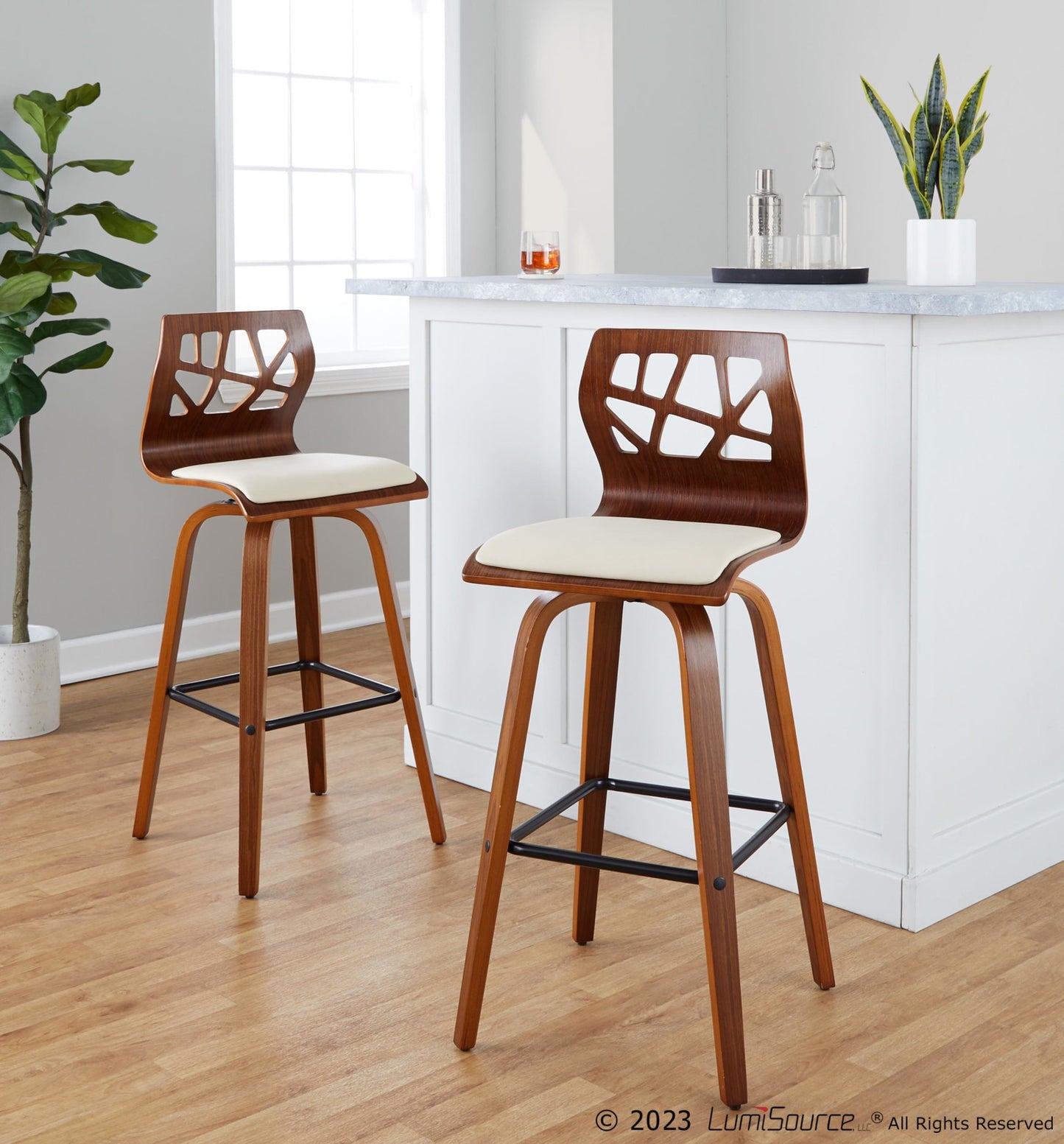 Folia 30" Fixed-Height Barstool - Set of 2 By LumiSource - B30-FOLIAPU-GRTZX2 NANACR2 | Bar Stools | Modishstore - 23