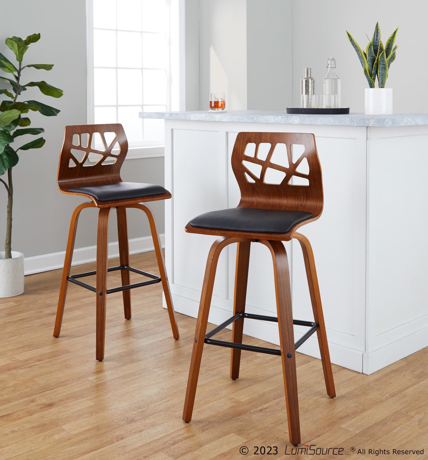 Folia 30" Fixed-Height Barstool - Set of 2 By LumiSource - B30-FOLIAPU-GRTZX2 NANACR2 | Bar Stools | Modishstore - 13