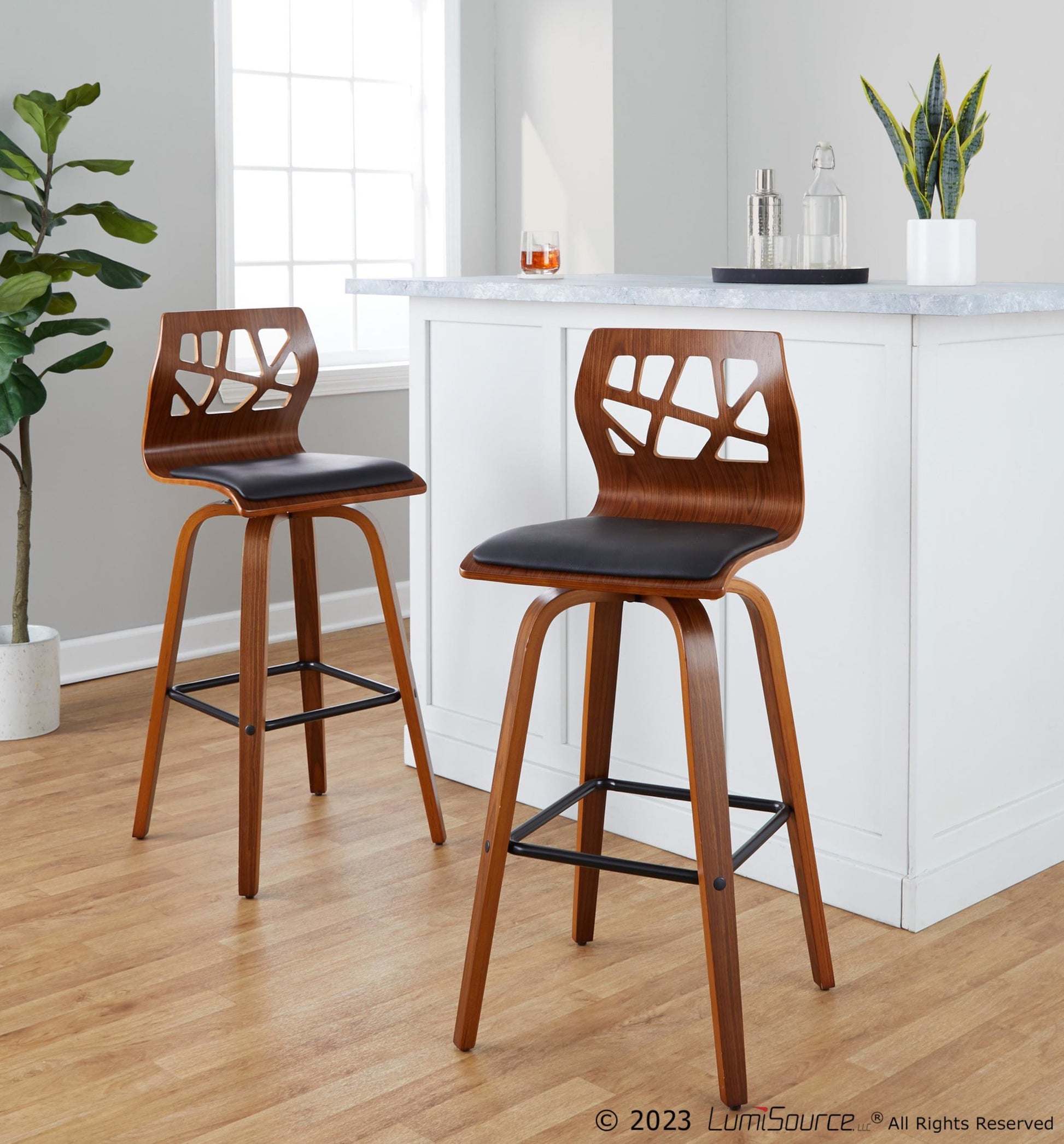 Folia 30" Fixed-Height Barstool - Set of 2 By LumiSource - B30-FOLIAPU-GRTZX2 NANACR2 | Bar Stools | Modishstore - 13