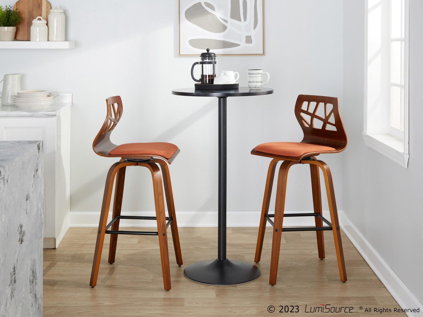 Folia 30" Fixed-Height Barstool - Set of 2 By LumiSource - B30-FOLIAFB-GRTZQ2 LGYLGYLGY2 | Bar Stools | Modishstore - 11