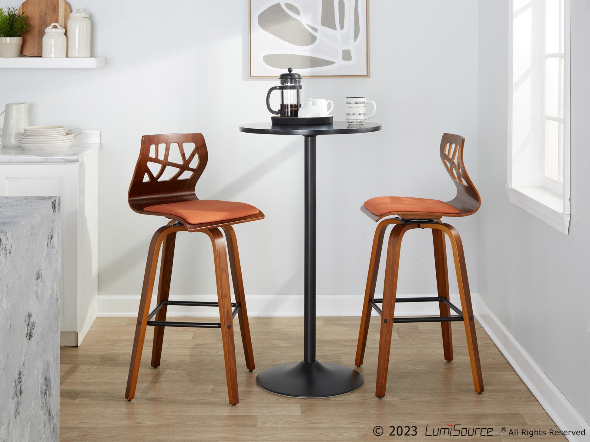 Folia 30" Fixed-Height Barstool - Set of 2 By LumiSource - B30-FOLIAFB-GRTZQ2 LGYLGYLGY2 | Bar Stools | Modishstore - 12