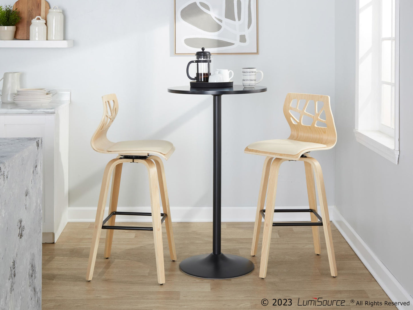 Folia 30" Fixed-Height Barstool - Set of 2 By LumiSource - B30-FOLIAPU-GRTZX2 NANACR2 | Bar Stools | Modishstore - 2