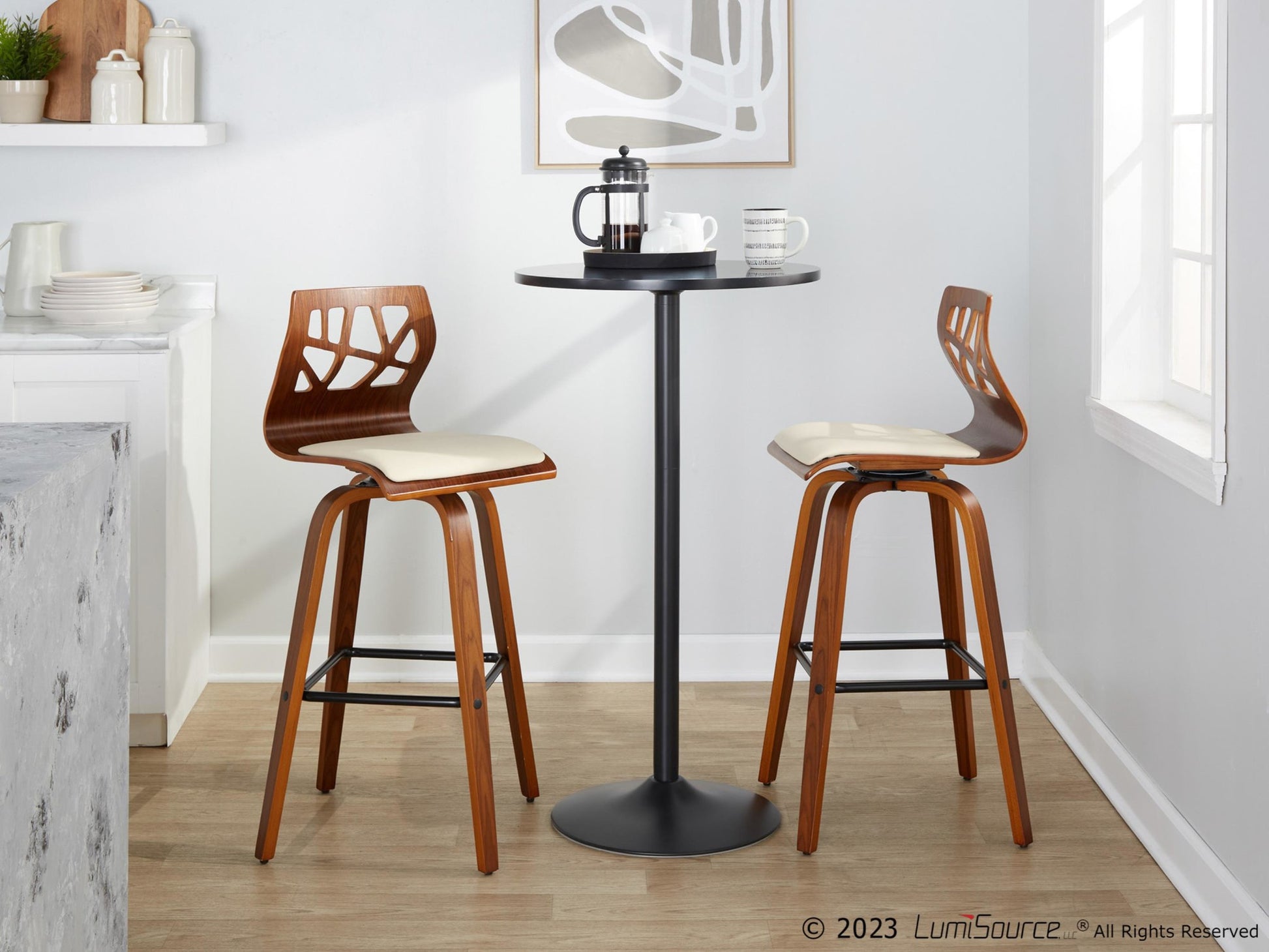 Folia 30" Fixed-Height Barstool - Set of 2 By LumiSource - B30-FOLIAPU-GRTZX2 NANACR2 | Bar Stools | Modishstore - 24