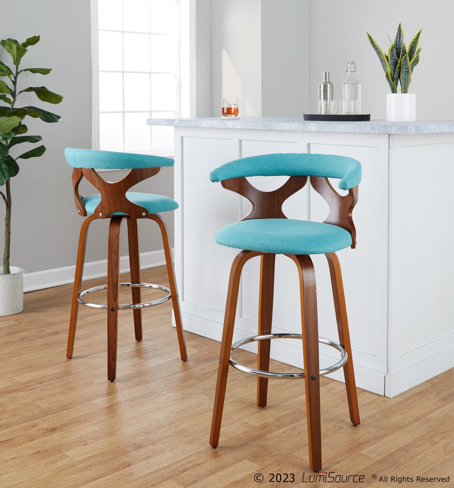 Gardenia 30" Fixed-Height Barstool - Set of 2 By LumiSource - B30-GARDFB-GRTZR2 WLWLCHAR2 | Bar Stools | Modishstore - 31