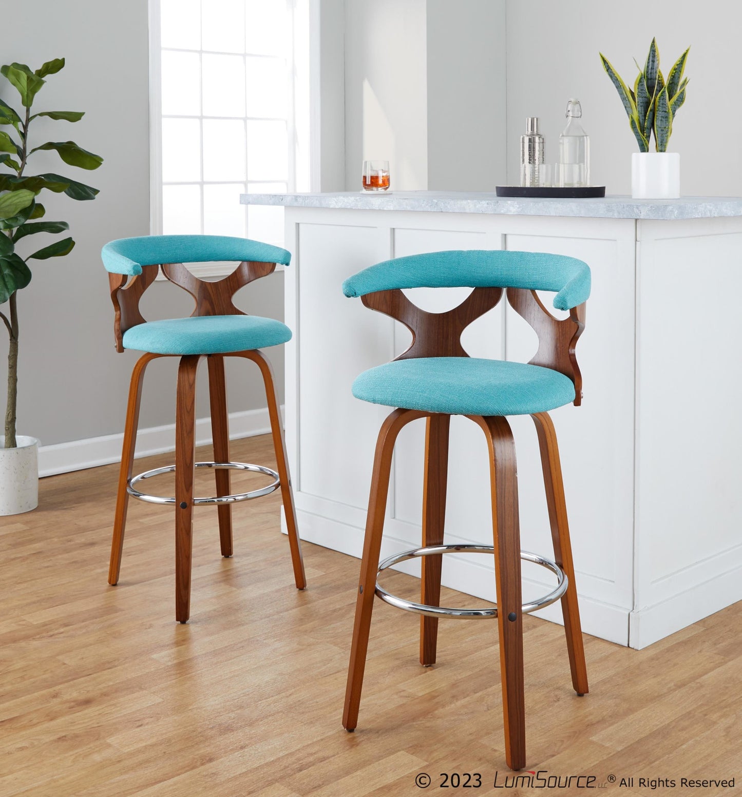 Gardenia 30" Fixed-Height Barstool - Set of 2 By LumiSource - B30-GARDFB-GRTZR2 WLWLCHAR2 | Bar Stools | Modishstore - 32