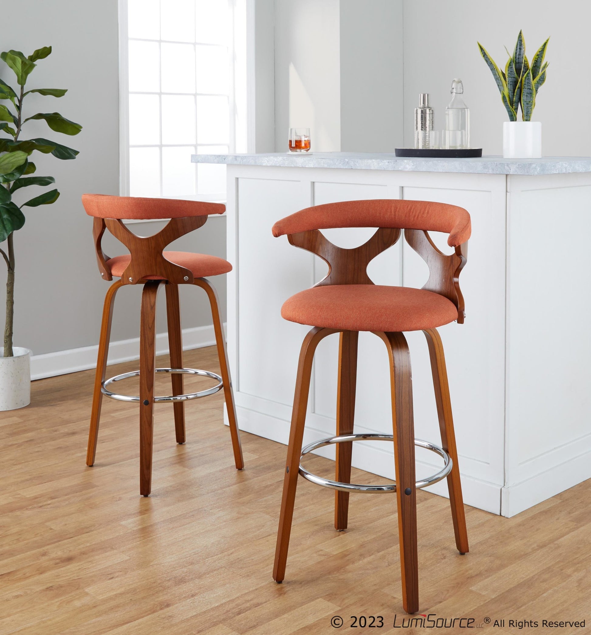 Gardenia 30" Fixed-Height Barstool - Set of 2 By LumiSource - B30-GARDFB-GRTZR2 WLWLCHAR2 | Bar Stools | Modishstore - 22