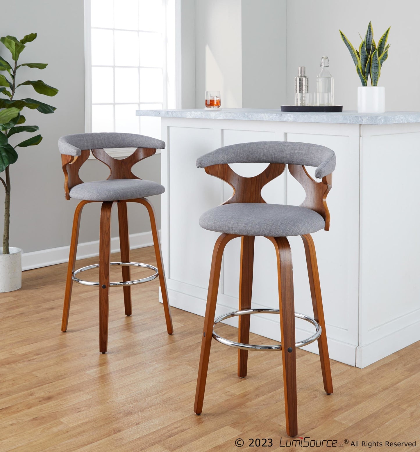 Gardenia 30" Fixed-Height Barstool - Set of 2 By LumiSource - B30-GARDFB-GRTZR2 WLWLCHAR2 | Bar Stools | Modishstore - 12