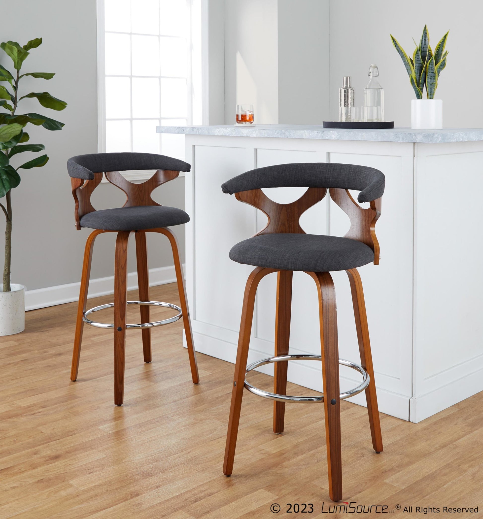 Gardenia 30" Fixed-Height Barstool - Set of 2 By LumiSource - B30-GARDFB-GRTZR2 WLWLCHAR2 | Bar Stools | Modishstore - 2