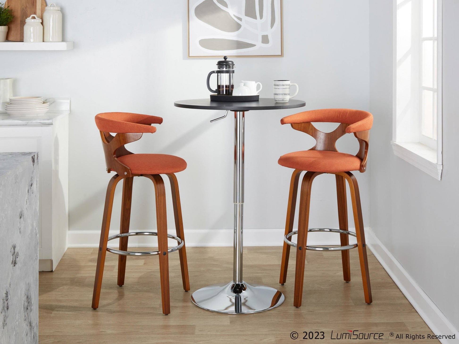 Gardenia 30" Fixed-Height Barstool - Set of 2 By LumiSource - B30-GARDFB-GRTZR2 WLWLCHAR2 | Bar Stools | Modishstore - 24