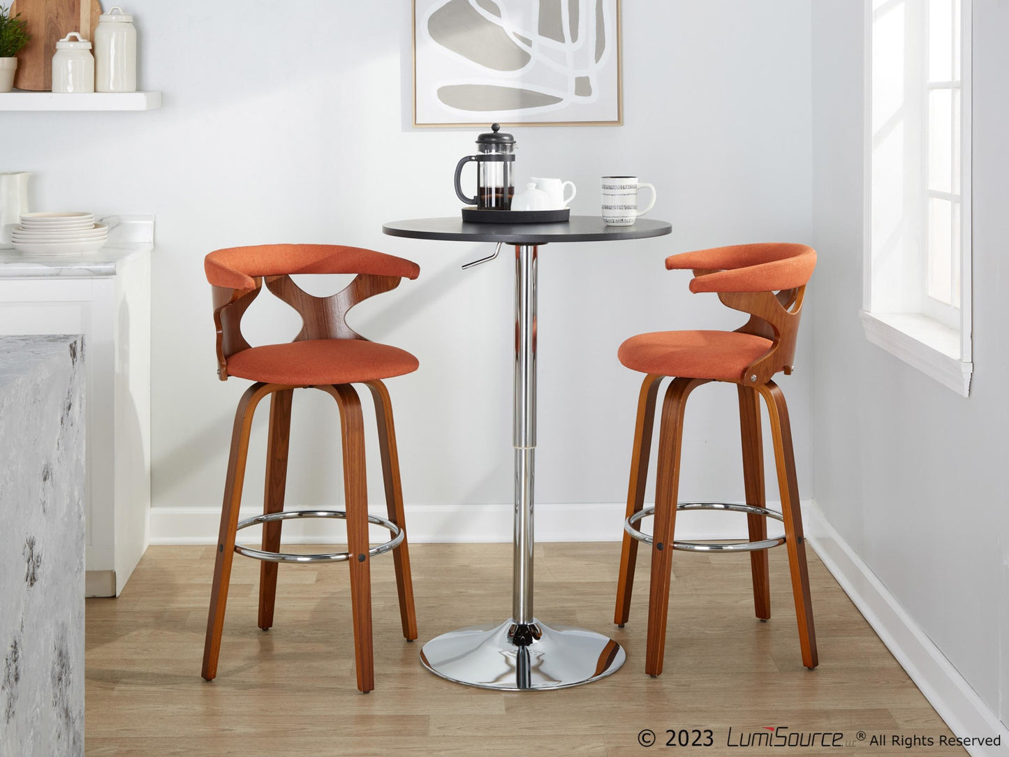 Gardenia 30" Fixed-Height Barstool - Set of 2 By LumiSource - B30-GARDFB-GRTZR2 WLWLCHAR2 | Bar Stools | Modishstore - 21