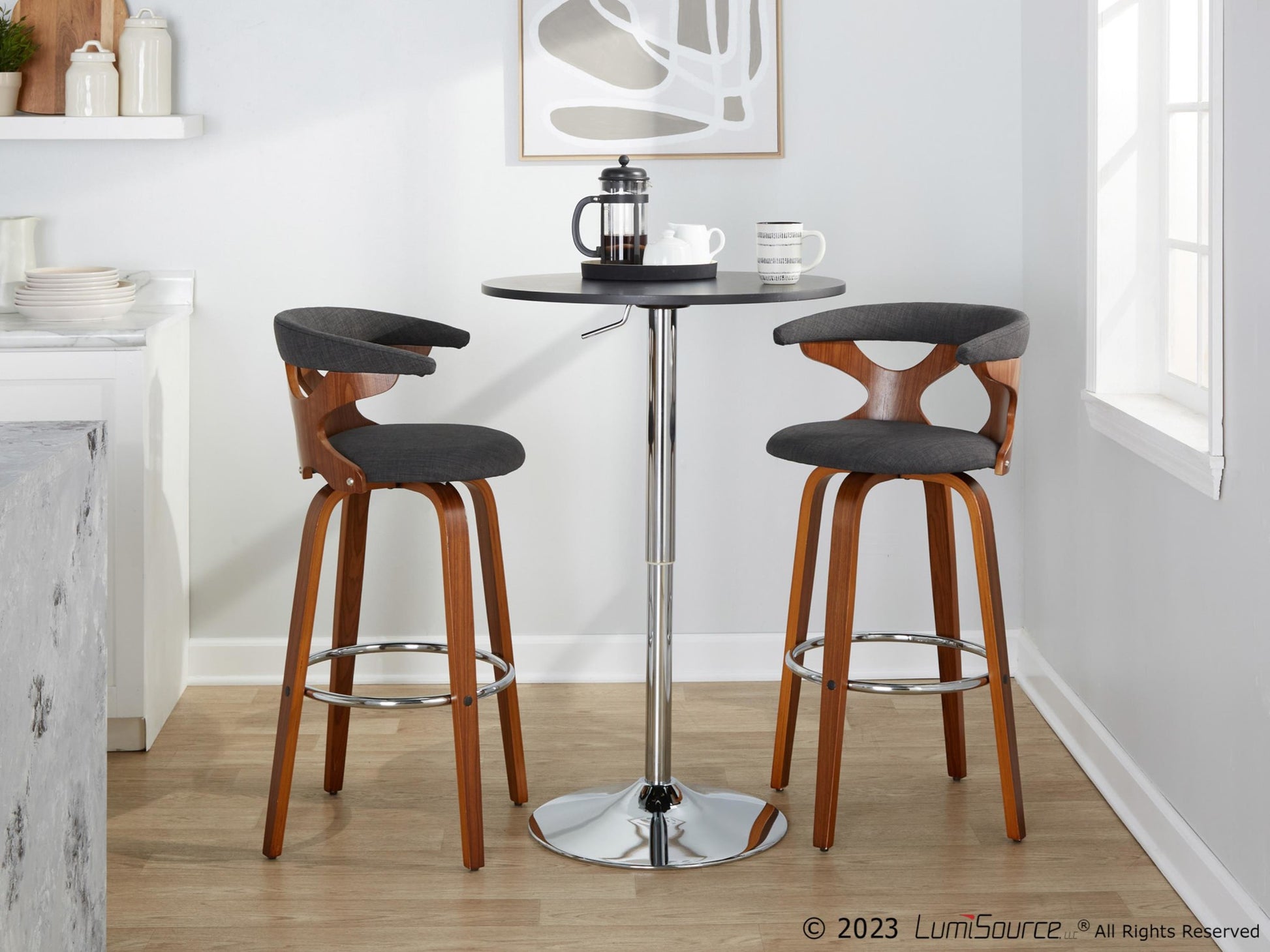 Gardenia 30" Fixed-Height Barstool - Set of 2 By LumiSource - B30-GARDFB-GRTZR2 WLWLCHAR2 | Bar Stools | Modishstore - 3