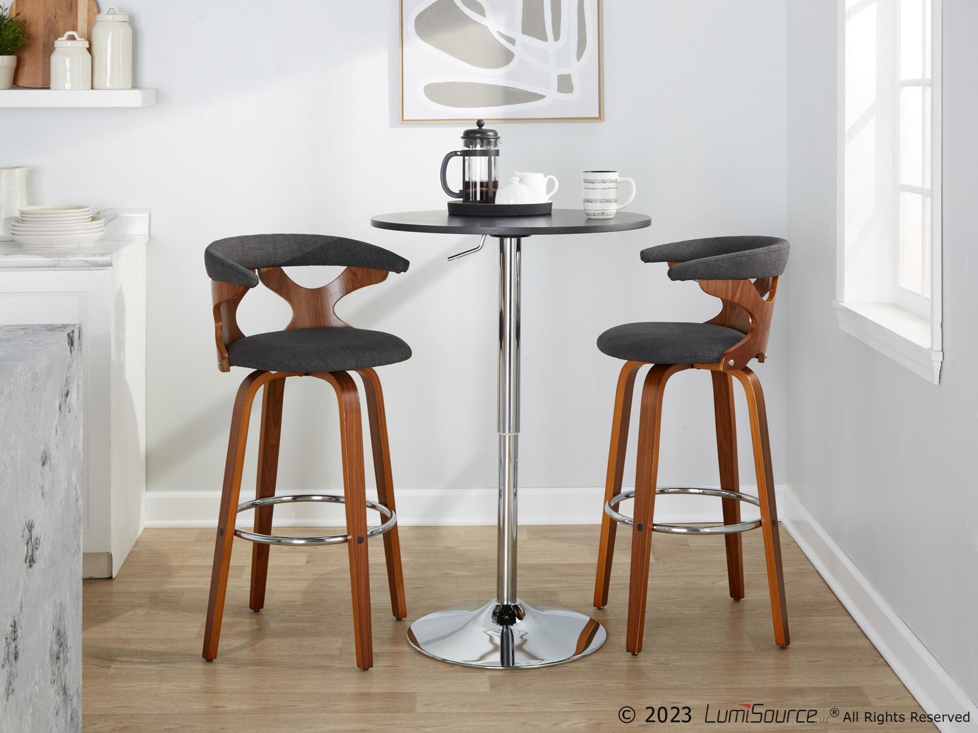 Gardenia 30" Fixed-Height Barstool - Set of 2 By LumiSource - B30-GARDFB-GRTZR2 WLWLCHAR2 | Bar Stools | Modishstore - 4