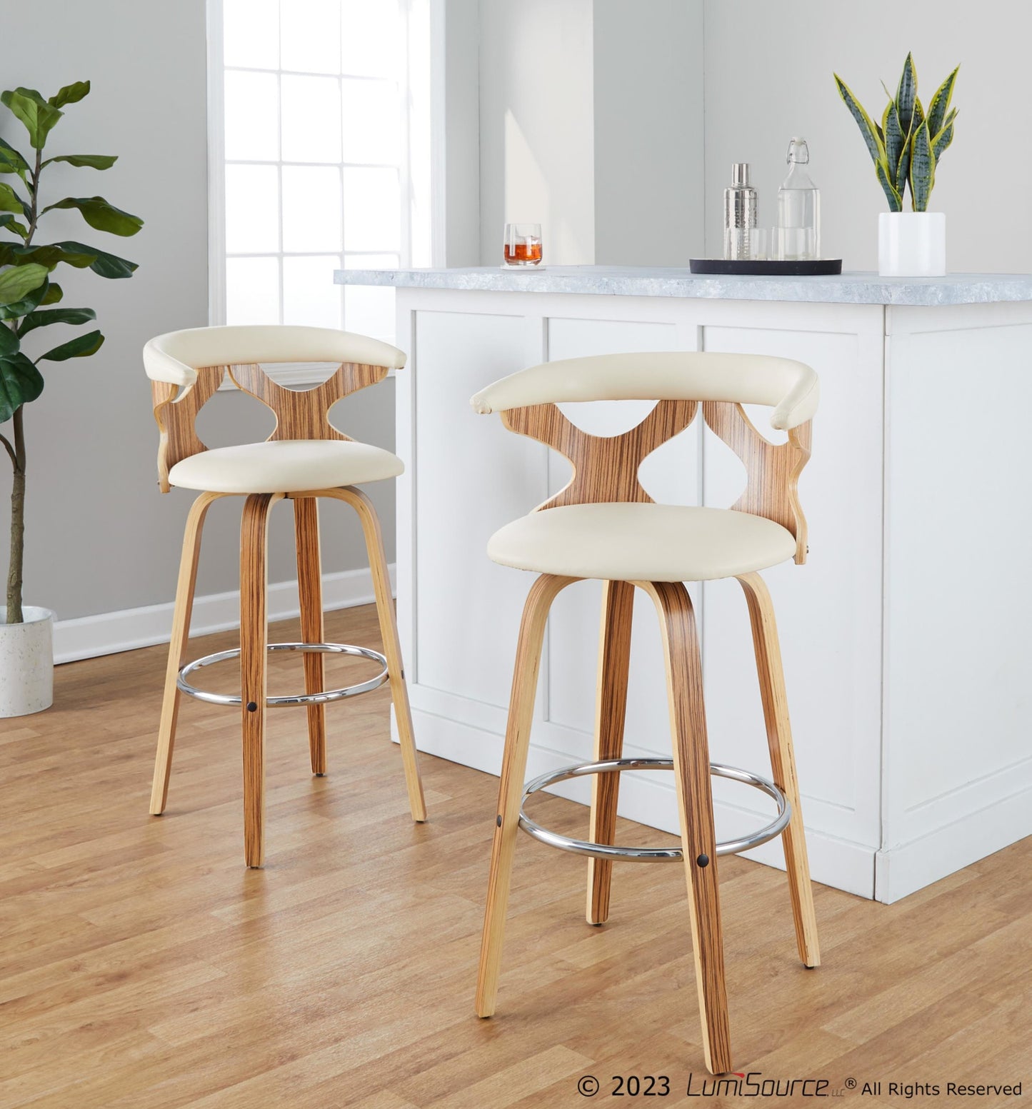 Gardenia 30" Fixed-Height Barstool - Set of 2 By LumiSource - B30-GARDPU-GRTZQ2 WWLGY2 | Bar Stools | Modishstore - 20