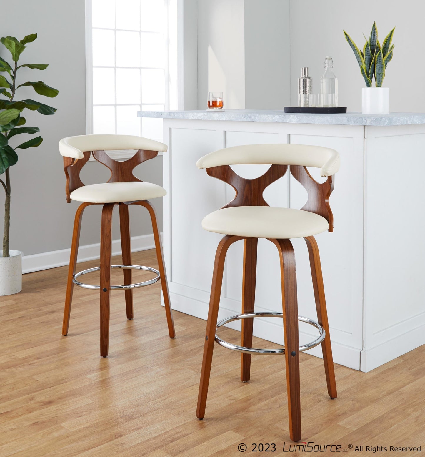 Gardenia 30" Fixed-Height Barstool - Set of 2 By LumiSource - B30-GARDPU-GRTZR2 WLWLCR2 | Bar Stools | Modishstore - 2