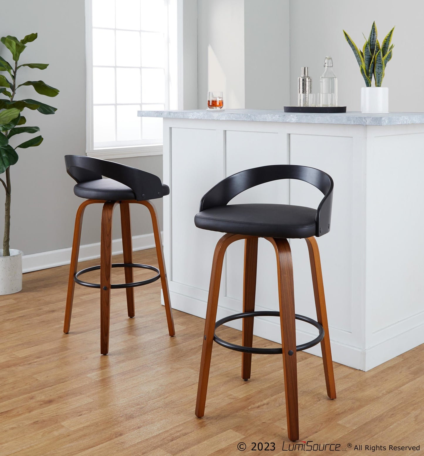 Grotto 30" Fixed-Height Barstool - Set of 2 By LumiSource - B30-GROTTOPU-GRTZR2 NANABN2 | Bar Stools | Modishstore - 43