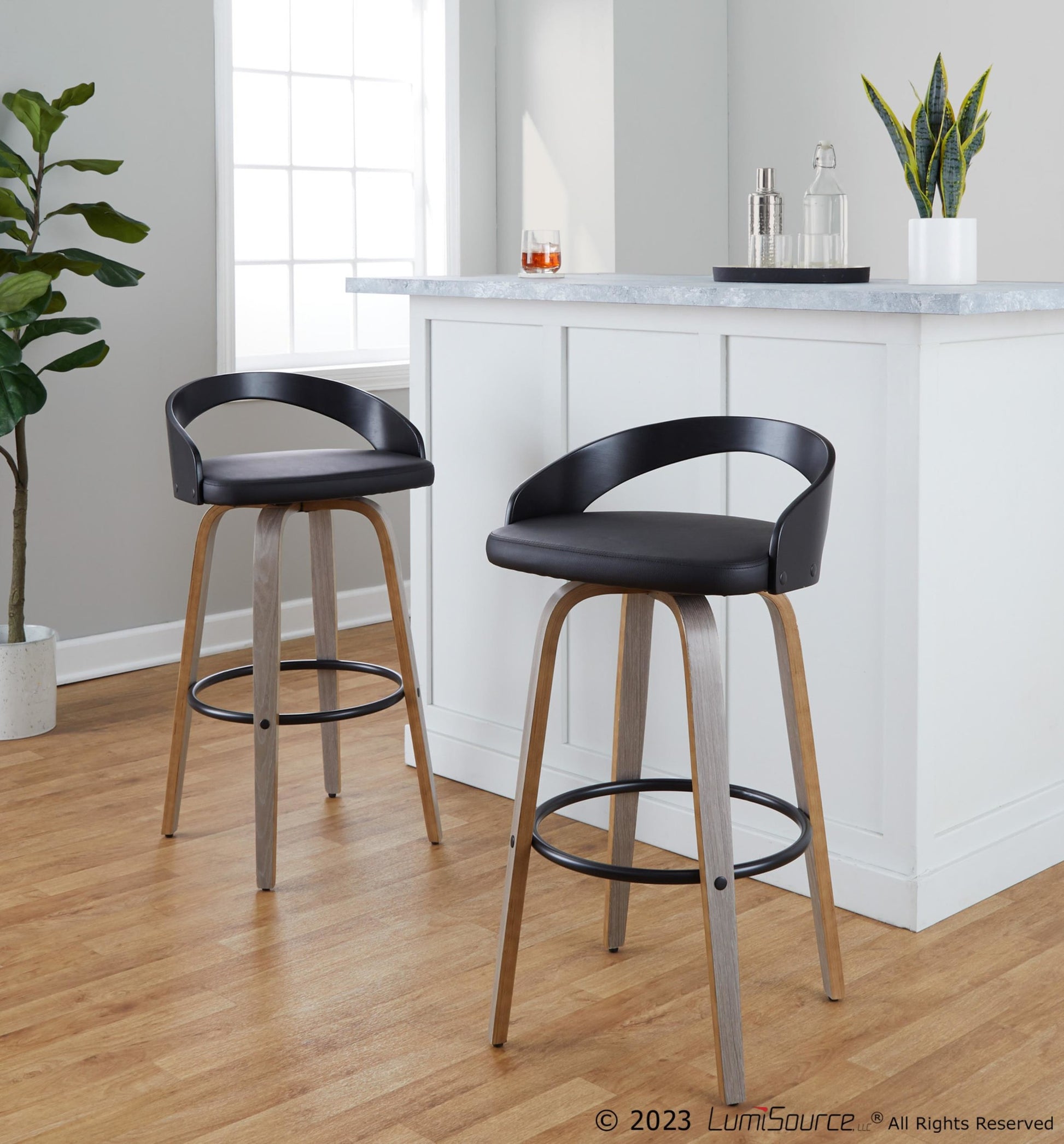 Grotto 30" Fixed-Height Barstool - Set of 2 By LumiSource - B30-GROTTOPU-GRTZR2 NANABN2 | Bar Stools | Modishstore - 31