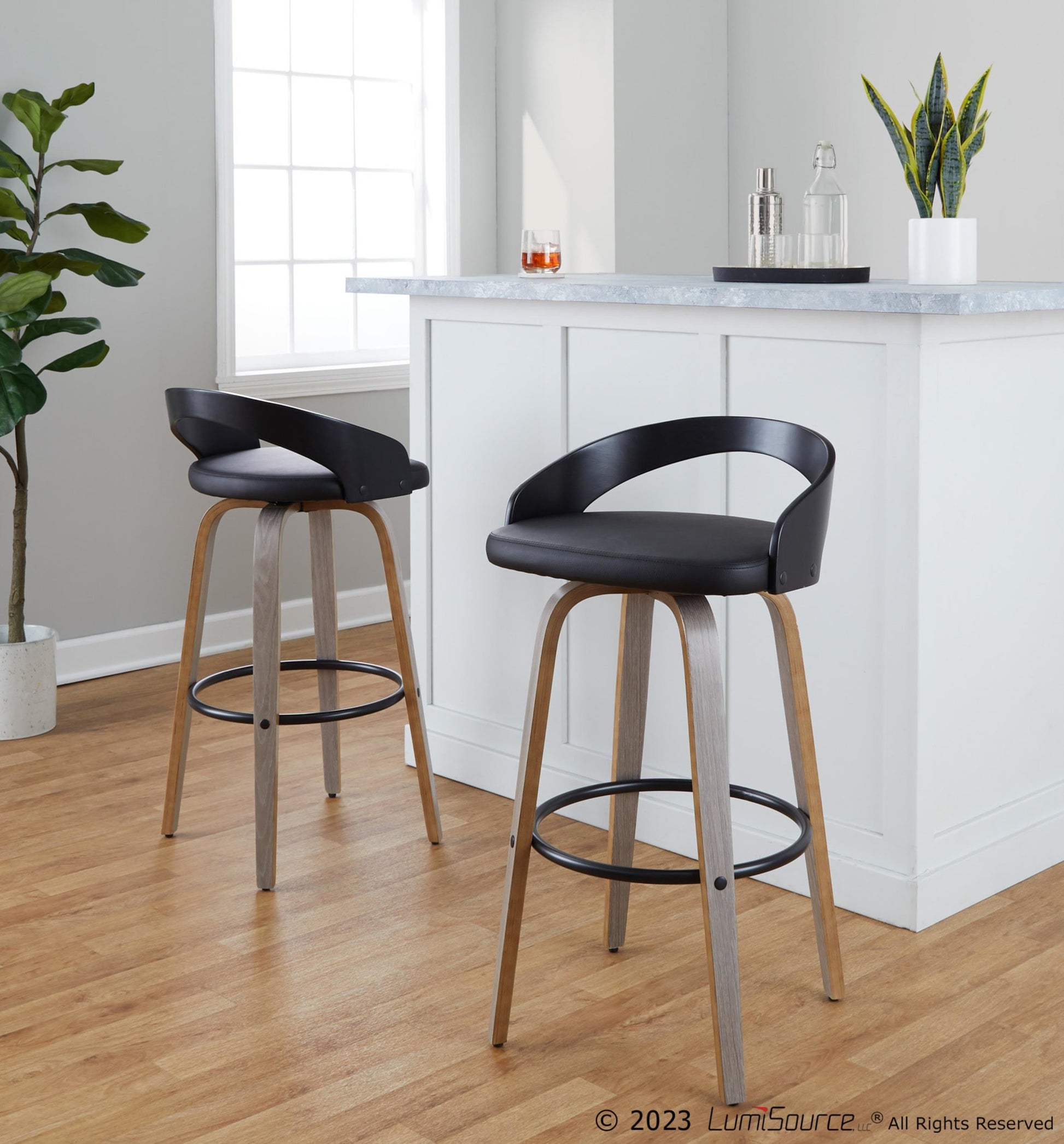 Grotto 30" Fixed-Height Barstool - Set of 2 By LumiSource - B30-GROTTOPU-GRTZR2 NANABN2 | Bar Stools | Modishstore - 32