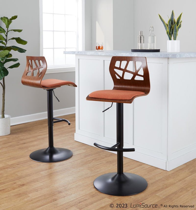 Folia Adjustable Barstool - Set of 2 By LumiSource - BS-FOLIAFB-RT2 BKLGYLGY2 | Bar Stools | Modishstore - 18