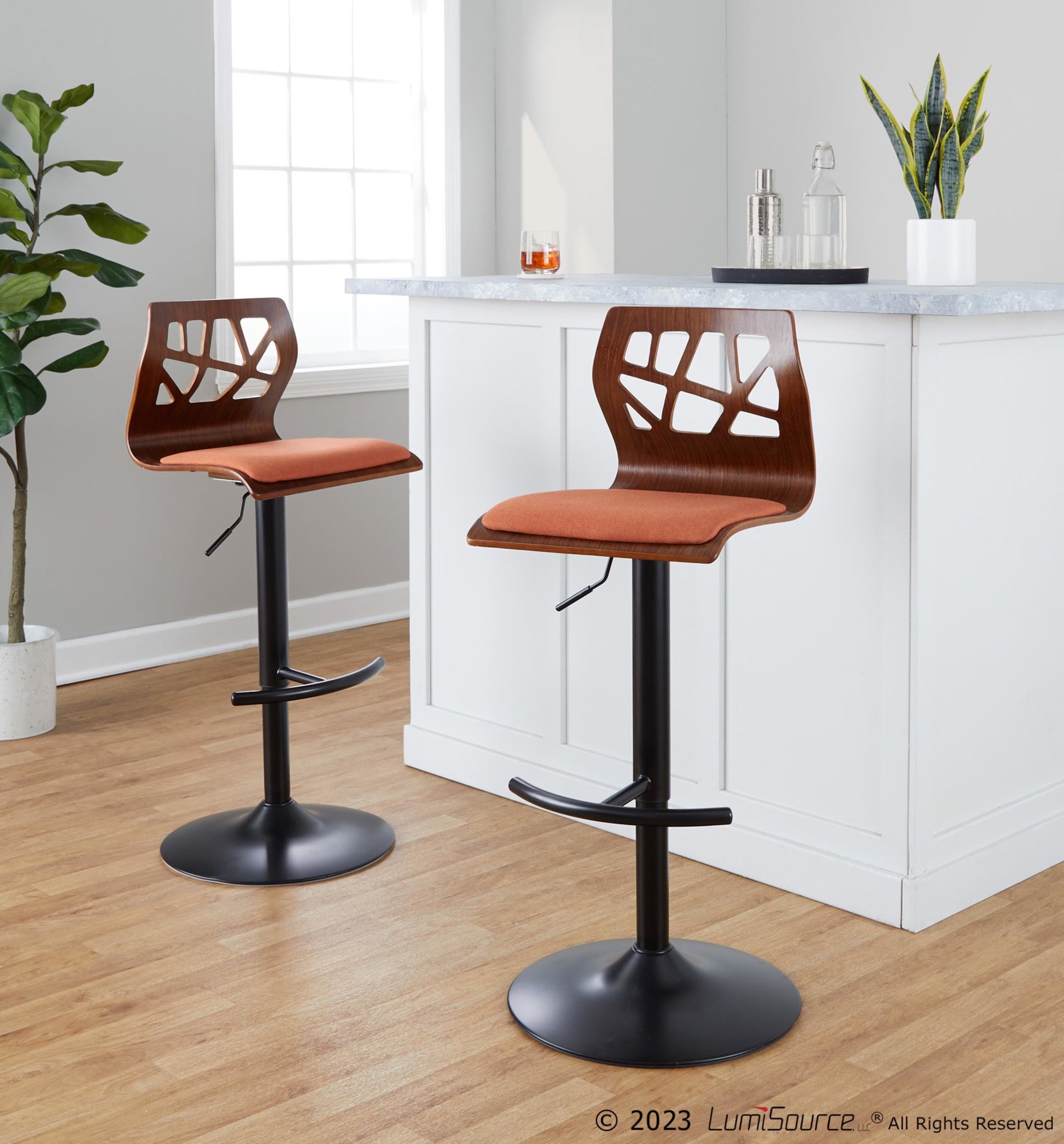 Folia Adjustable Barstool - Set of 2 By LumiSource - BS-FOLIAFB-RT2 BKLGYLGY2 | Bar Stools | Modishstore - 19