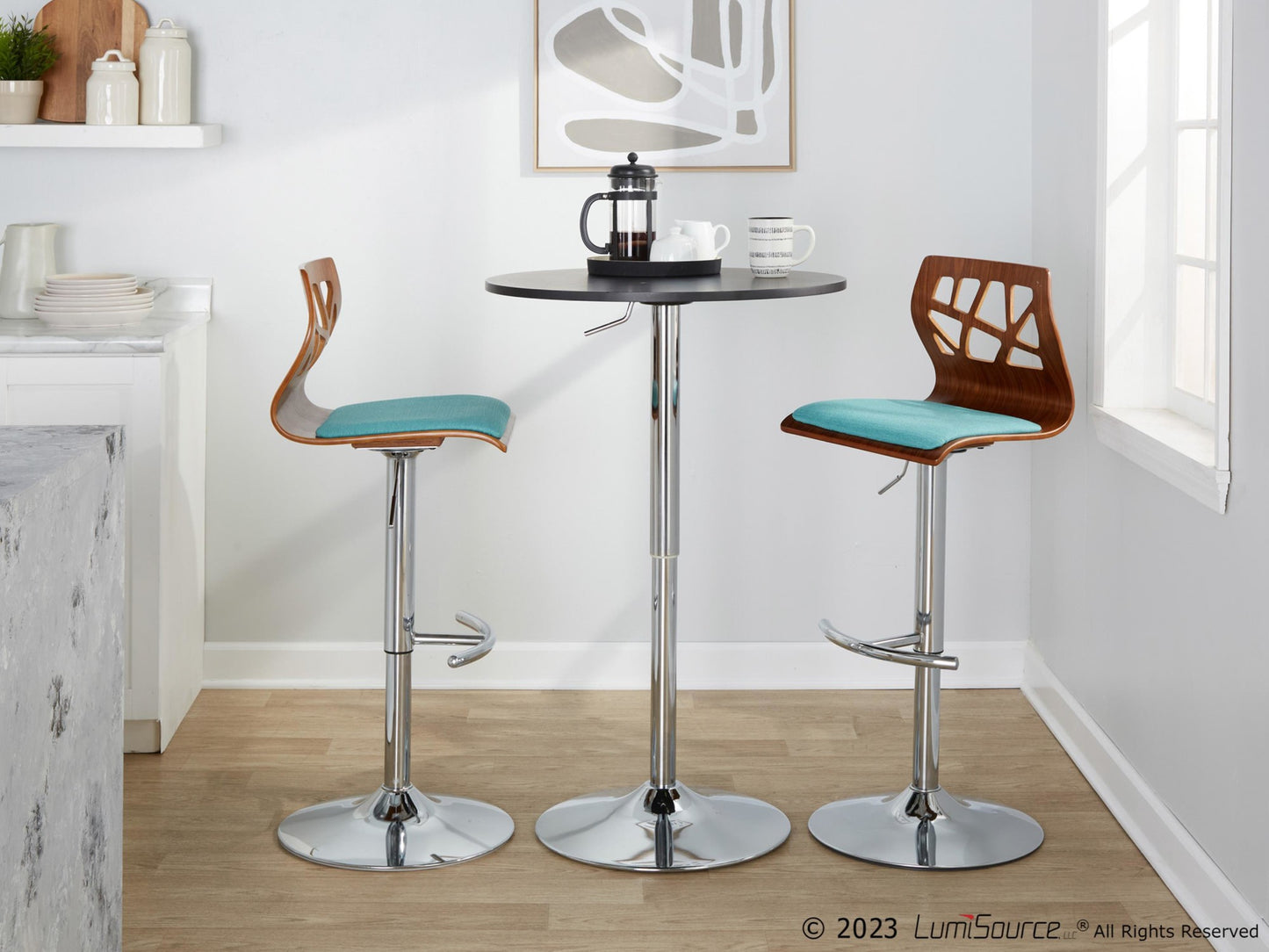 Folia Adjustable Barstool - Set of 2 By LumiSource - BS-FOLIAFB-RT2 CHRLGYLGY2 | Bar Stools | Modishstore - 30