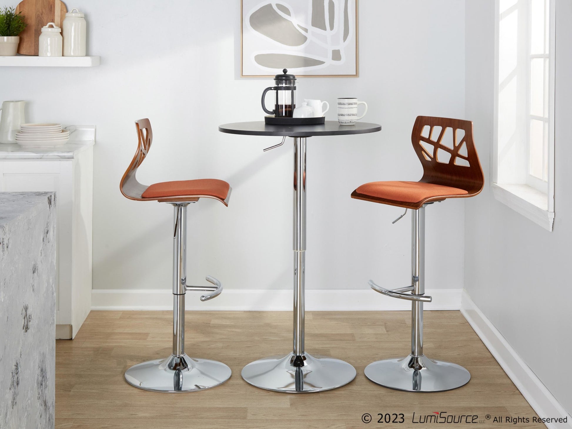 Folia Adjustable Barstool - Set of 2 By LumiSource - BS-FOLIAFB-RT2 CHRLGYLGY2 | Bar Stools | Modishstore - 20