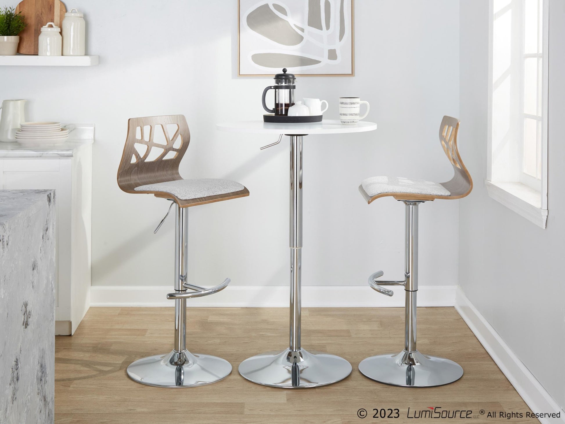 Folia Adjustable Barstool - Set of 2 By LumiSource - BS-FOLIAFB-RT2 CHRLGYLGY2 | Bar Stools | Modishstore - 4