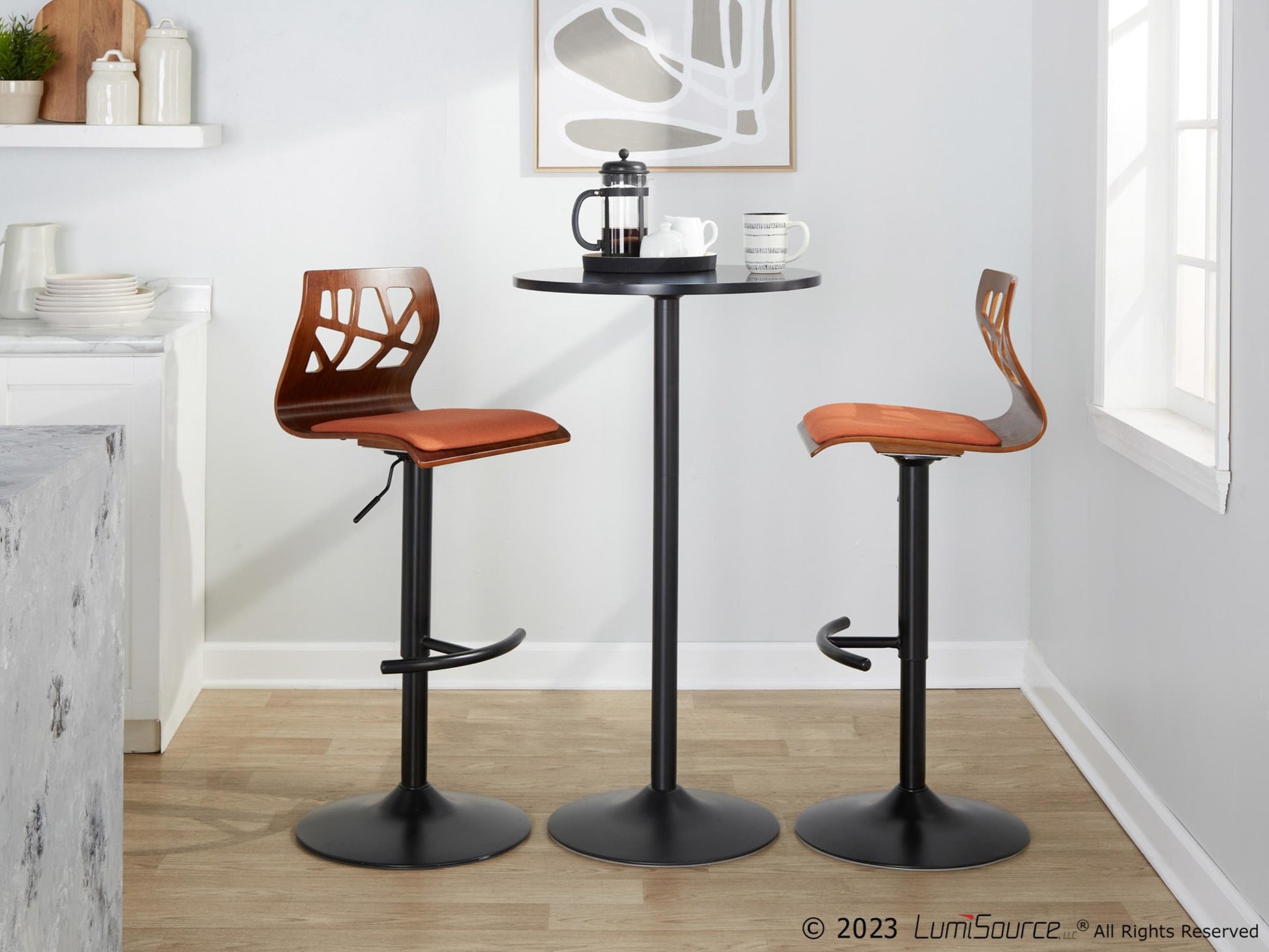 Folia Adjustable Barstool - Set of 2 By LumiSource - BS-FOLIAFB-RT2 BKLGYLGY2 | Bar Stools | Modishstore - 20