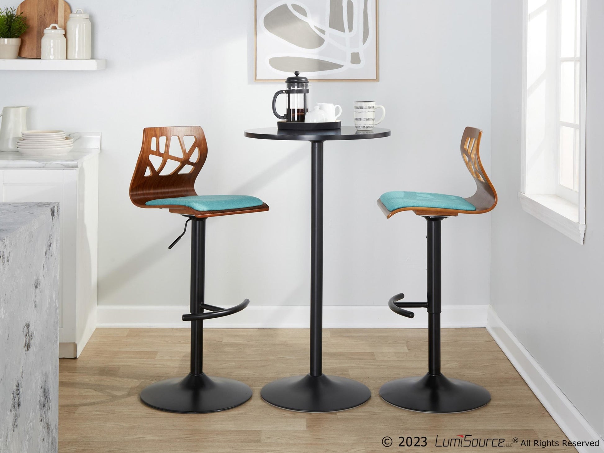 Folia Adjustable Barstool - Set of 2 By LumiSource - BS-FOLIAFB-RT2 BKLGYLGY2 | Bar Stools | Modishstore - 30