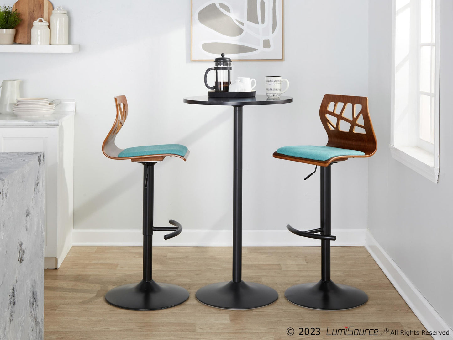 Folia Adjustable Barstool - Set of 2 By LumiSource - BS-FOLIAFB-RT2 BKLGYLGY2 | Bar Stools | Modishstore - 31