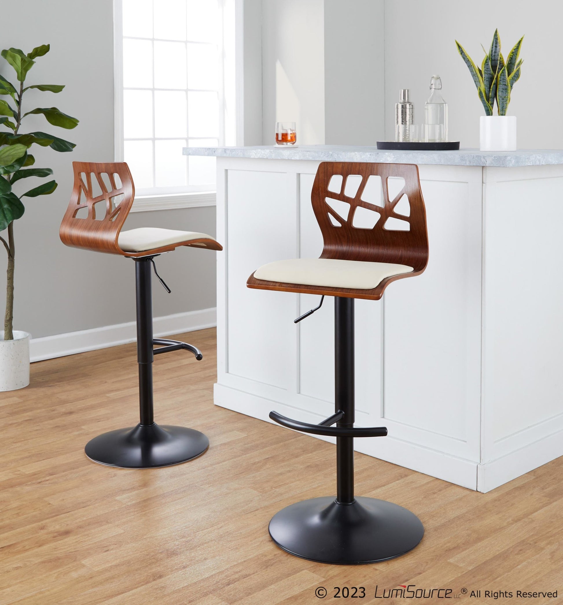 Folia Adjustable Barstool - Set of 2 By LumiSource - BS-FOLIAPU-RT2 BKNACR2 | Bar Stools | Modishstore - 22