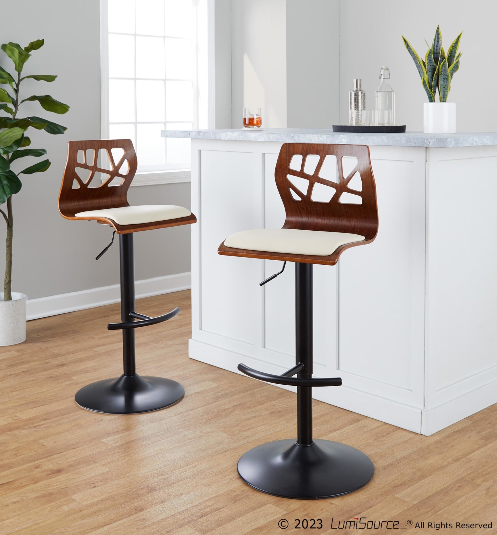 Folia Adjustable Barstool - Set of 2 By LumiSource - BS-FOLIAPU-RT2 BKNACR2 | Bar Stools | Modishstore - 23